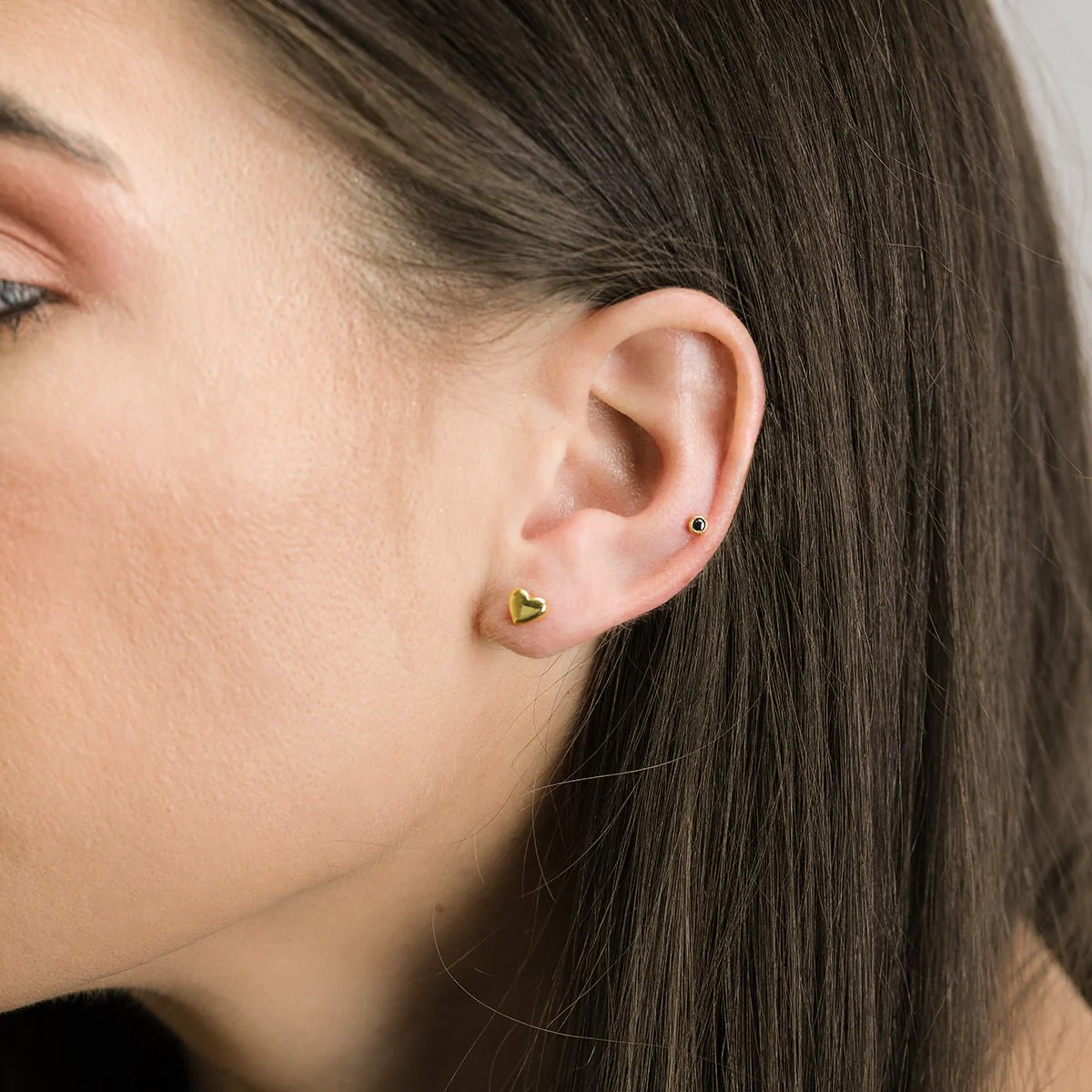 Yellow Gold Bubble Puffed Heart Studs - Image 3
