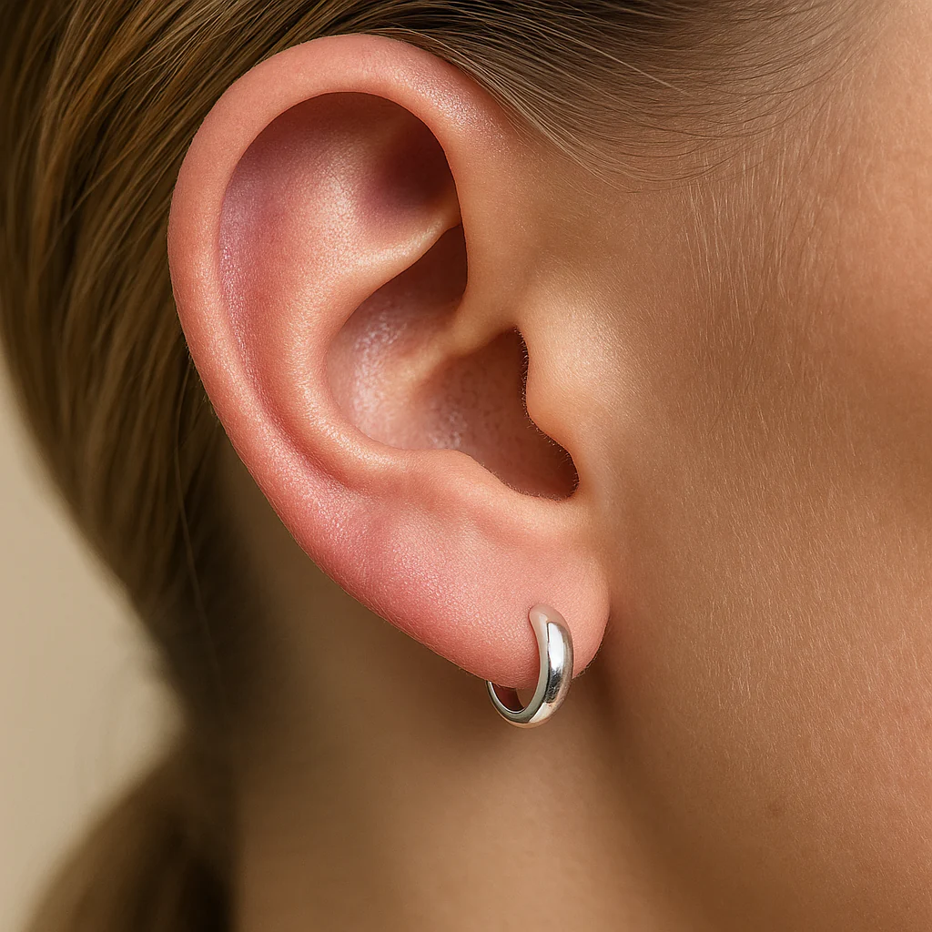 White Gold Bubble Hoop Illusion Ear Cuff - Image 2