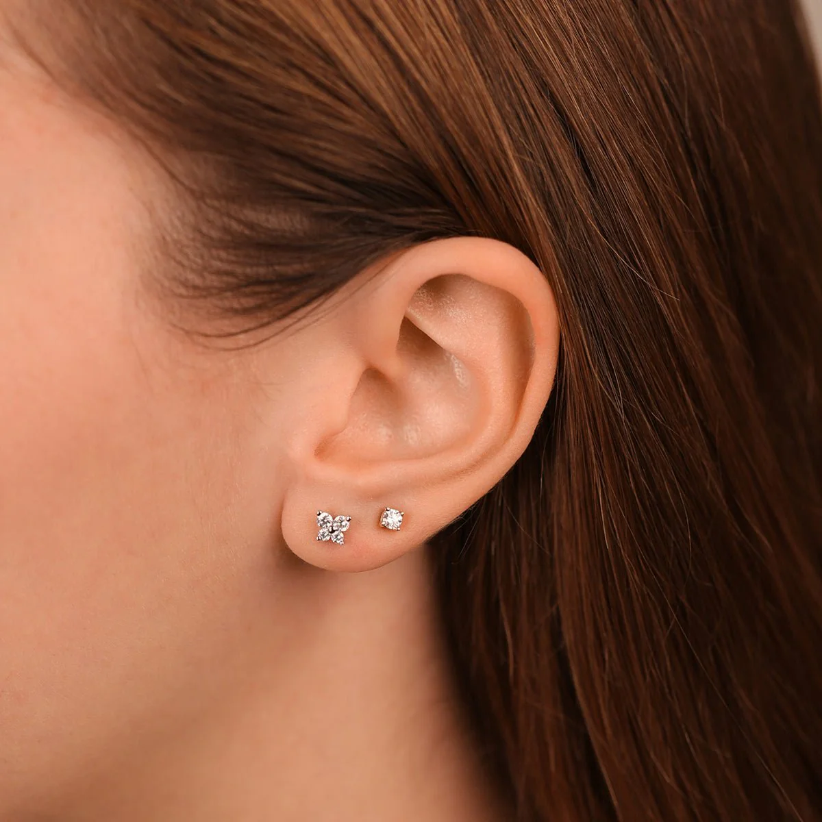 Rose Gold Butterfly Diamond Stud - Image 2