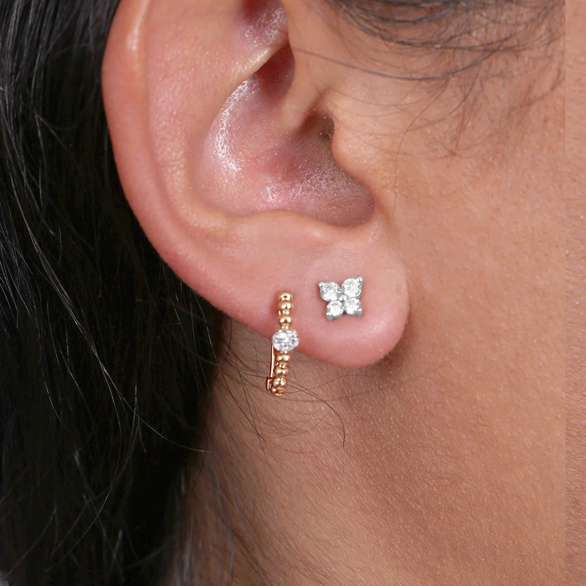 Yellow Gold Butterfly Diamond Stud - Image 2