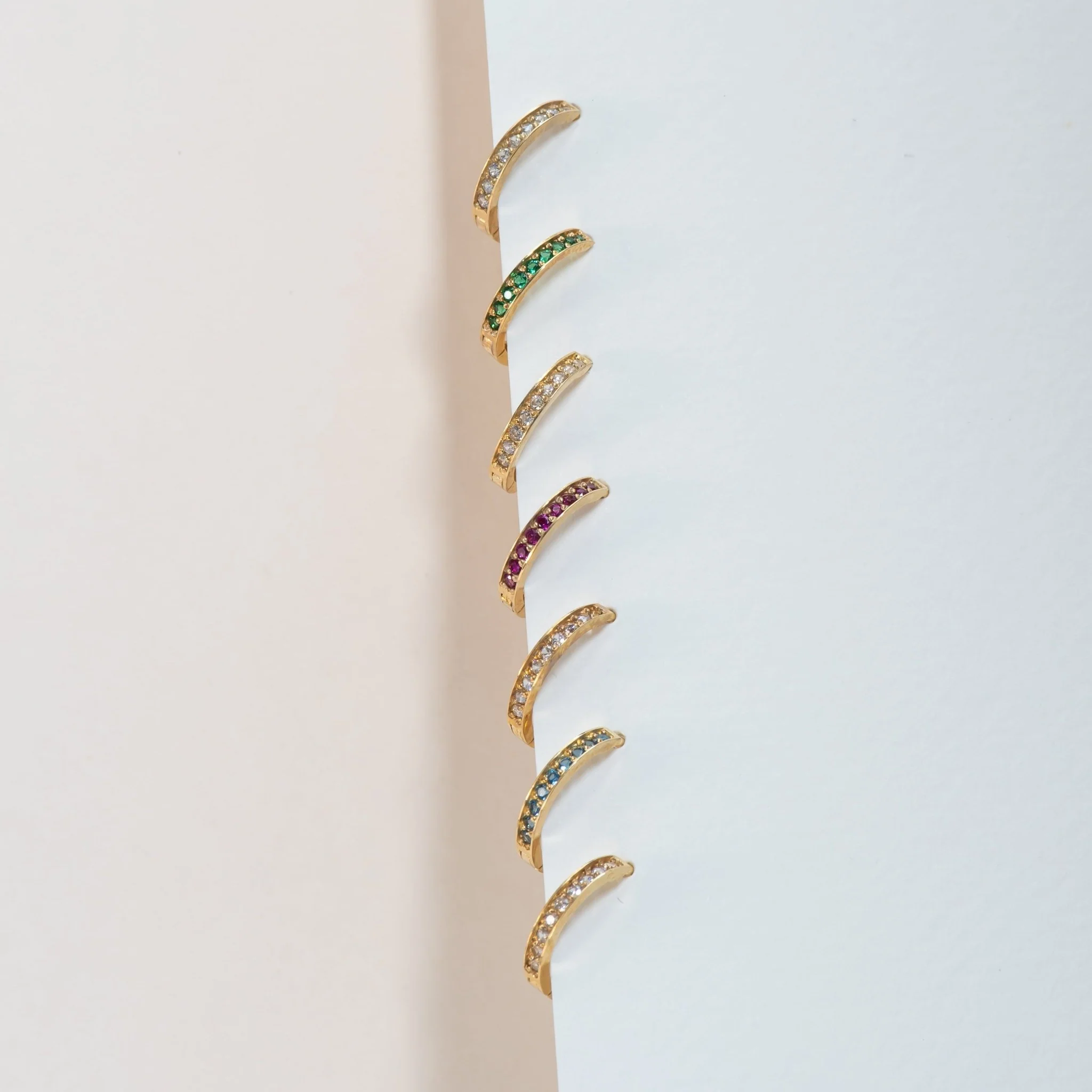 Yellow Gold Gemstone Cartilage Hoop - Image 4