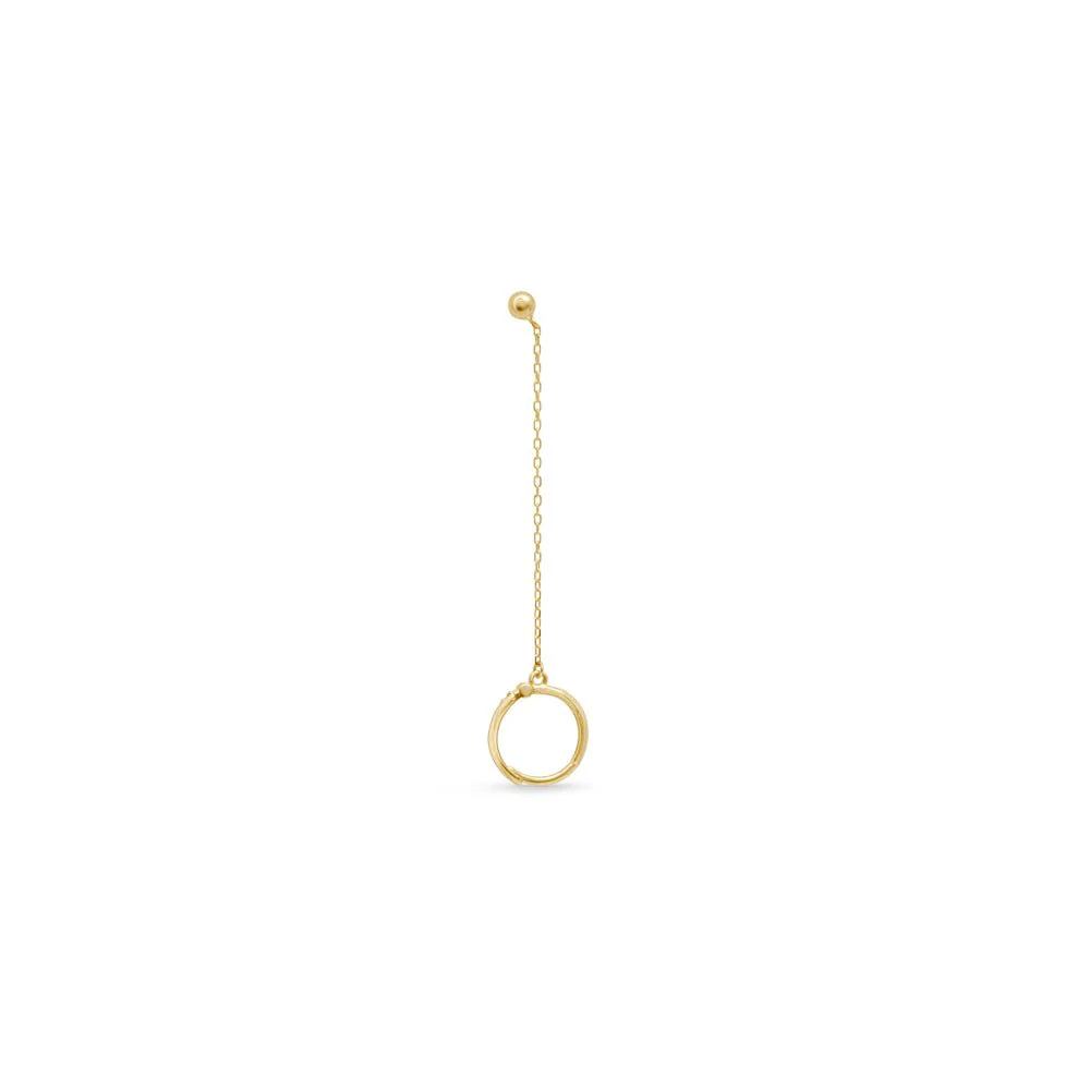 Yellow Gold Hoop and Stud Chained Double