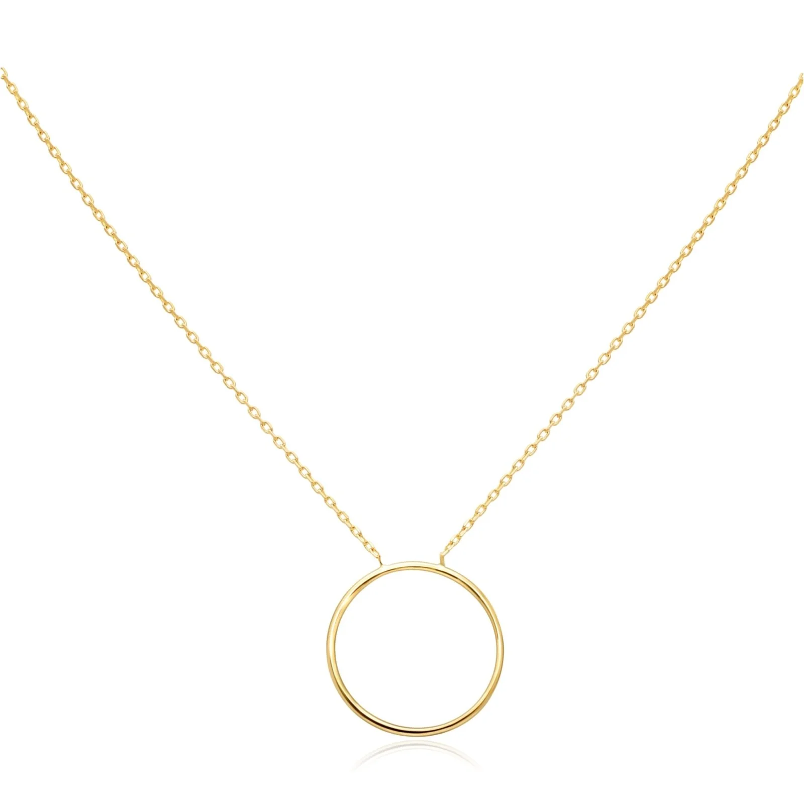 Solid 14k Yellow Gold Circle Pendant Necklace