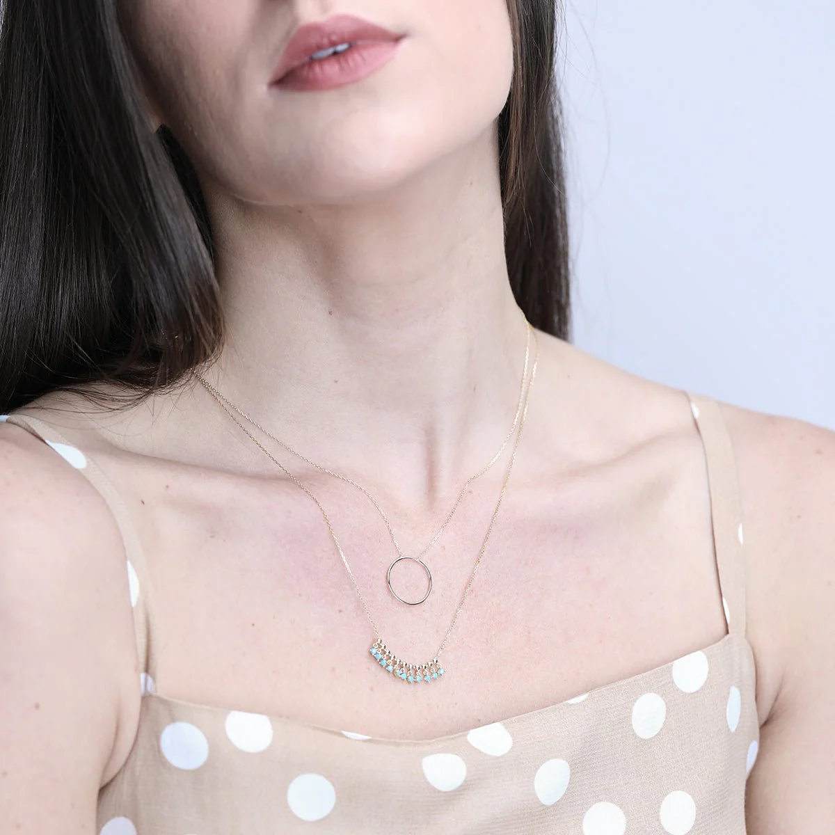 Solid 14k Yellow Gold Circle Pendant Necklace - Image 4