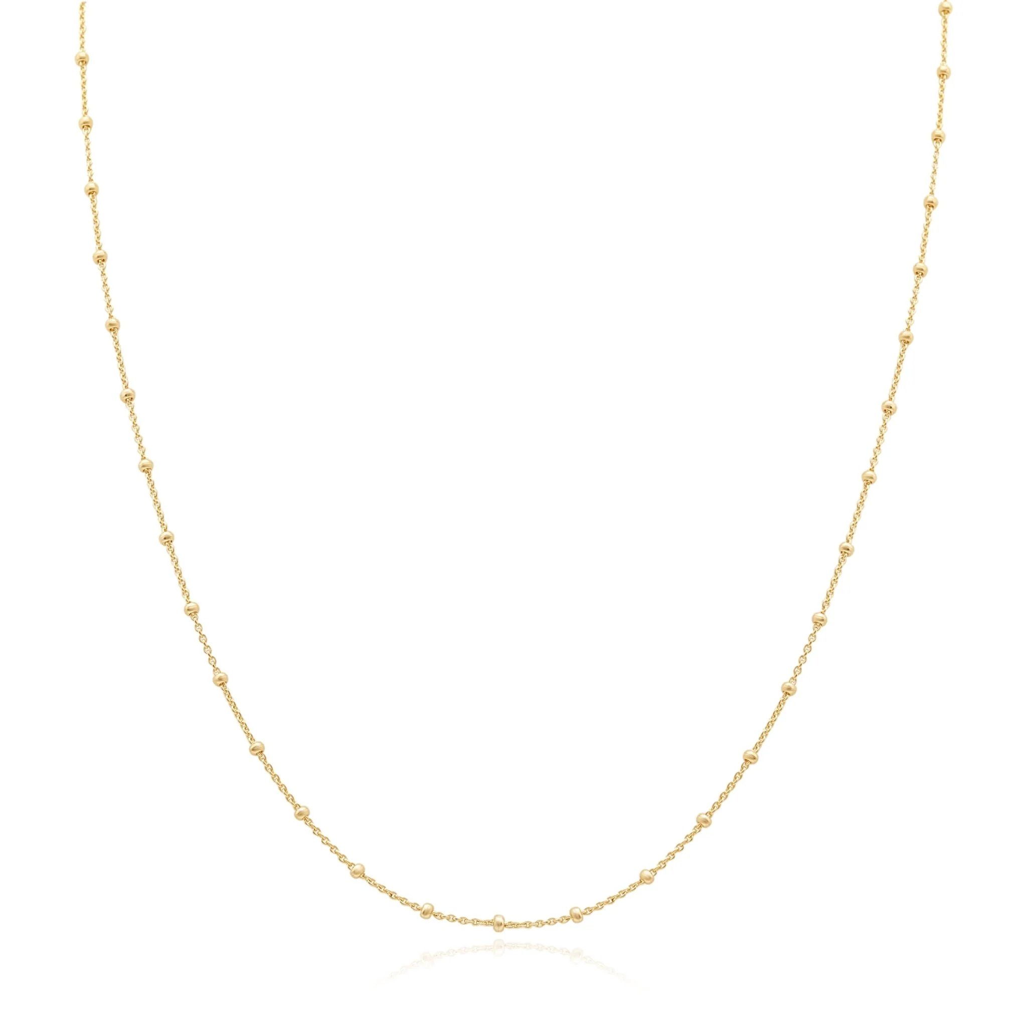 Yellow Gold Classic Beaded Chain Necklace