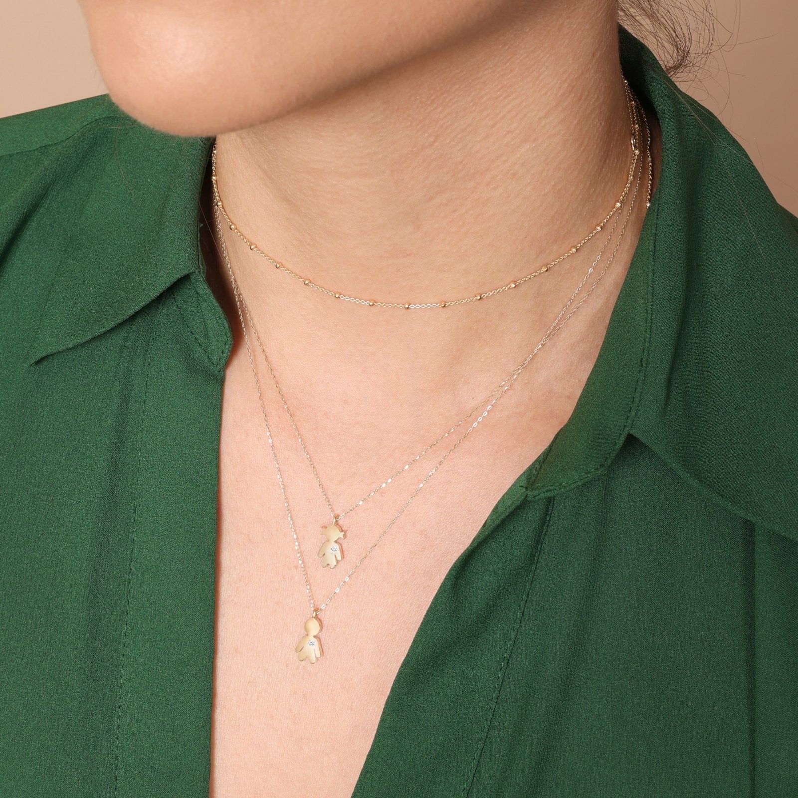 Yellow Gold Classic Beaded Chain Necklace - Image 8