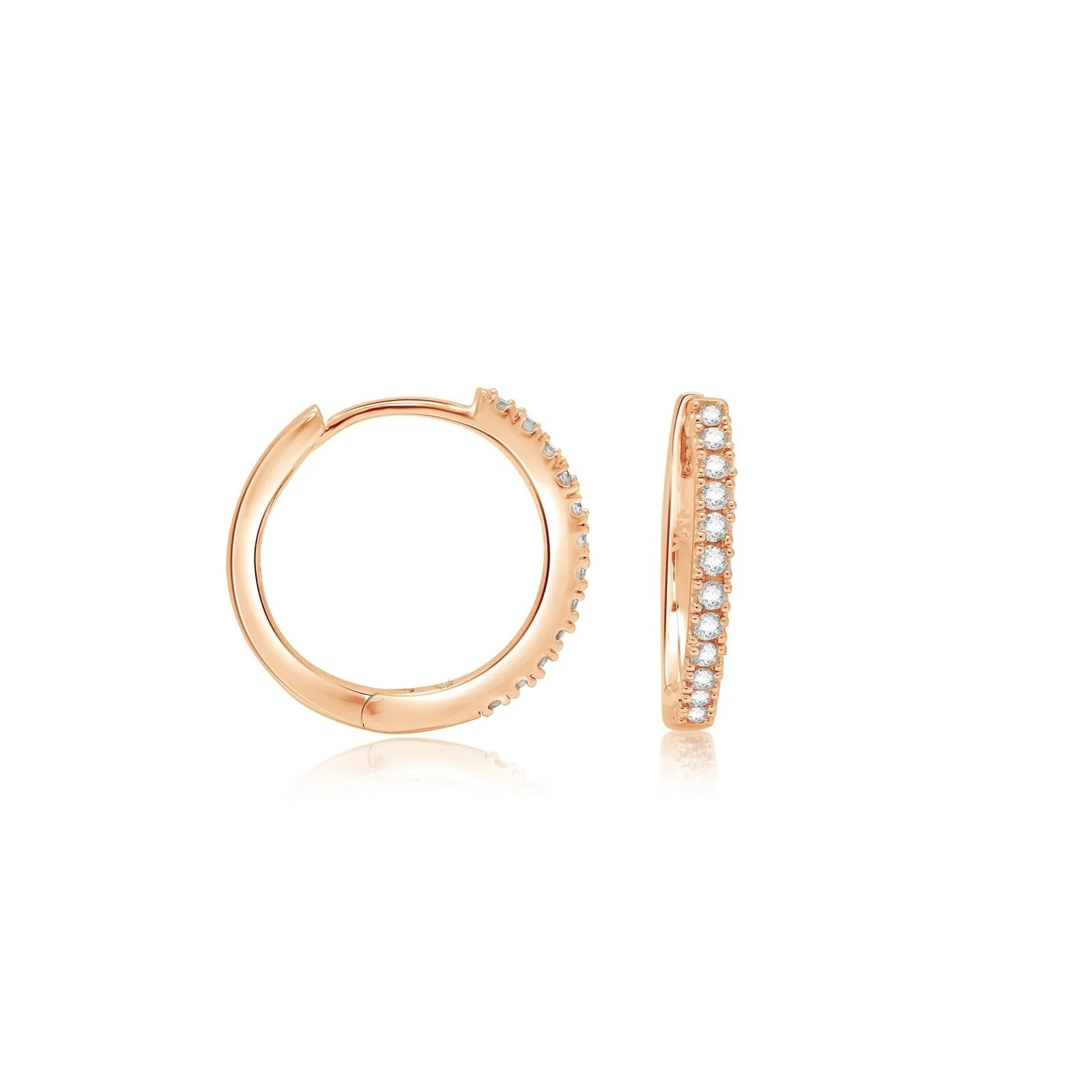 Rose Gold Diamond Huggie Hoop