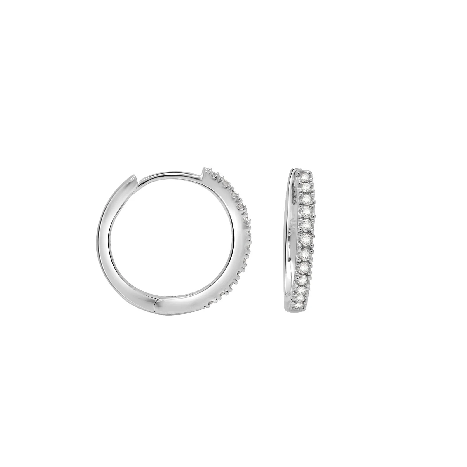 Classic Diamond Hoop Earrings in Solid 14k White Gold