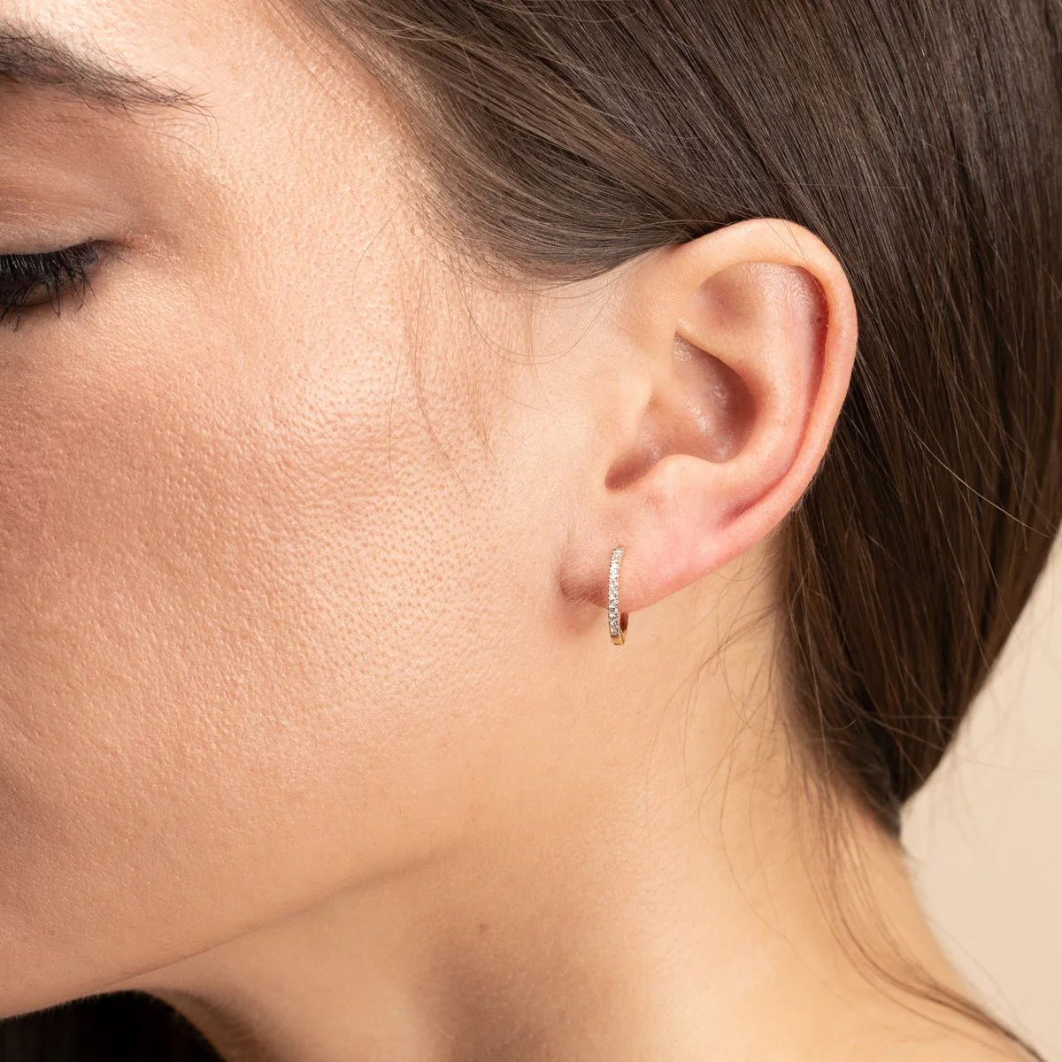 Yellow Gold Classic Diamond Hoop - Image 3