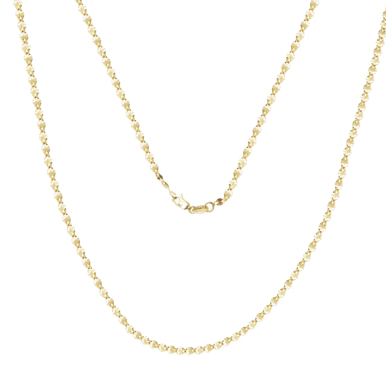 Yellow Gold Classic Mirror Chain Necklace