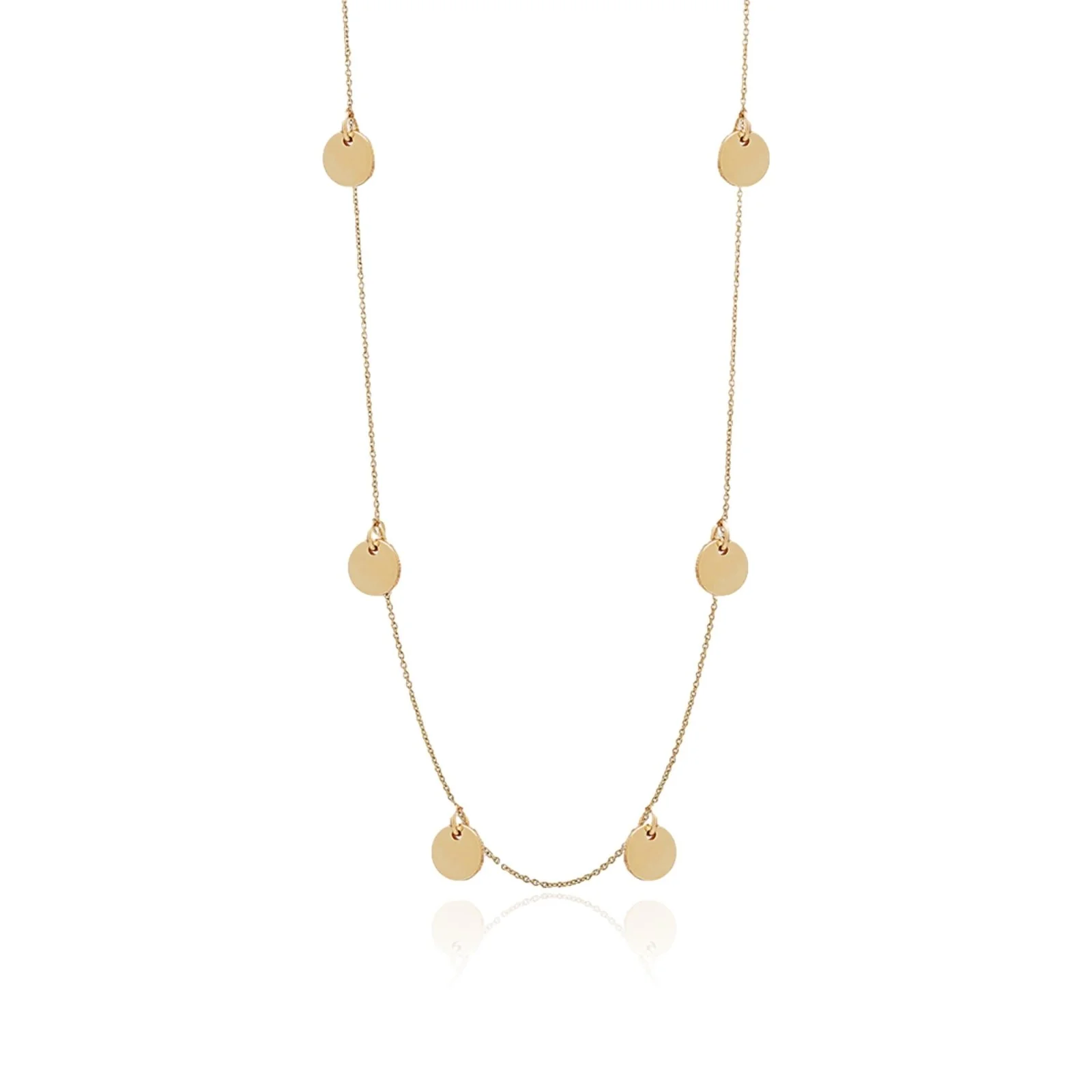 Solid 10k Yellow Gold Coin Station Necklace