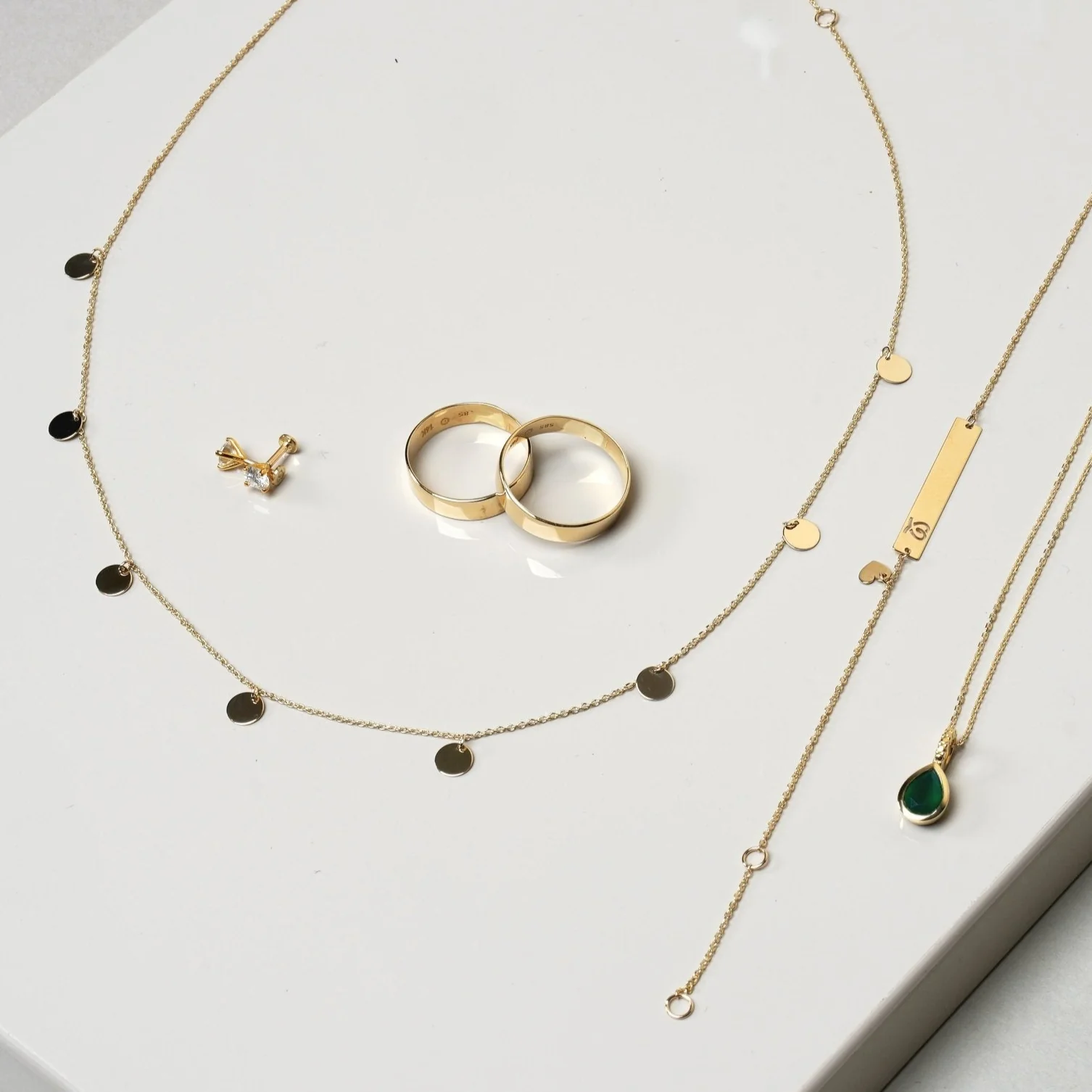 Solid 10k Yellow Gold Coin Station Necklace - Image 3