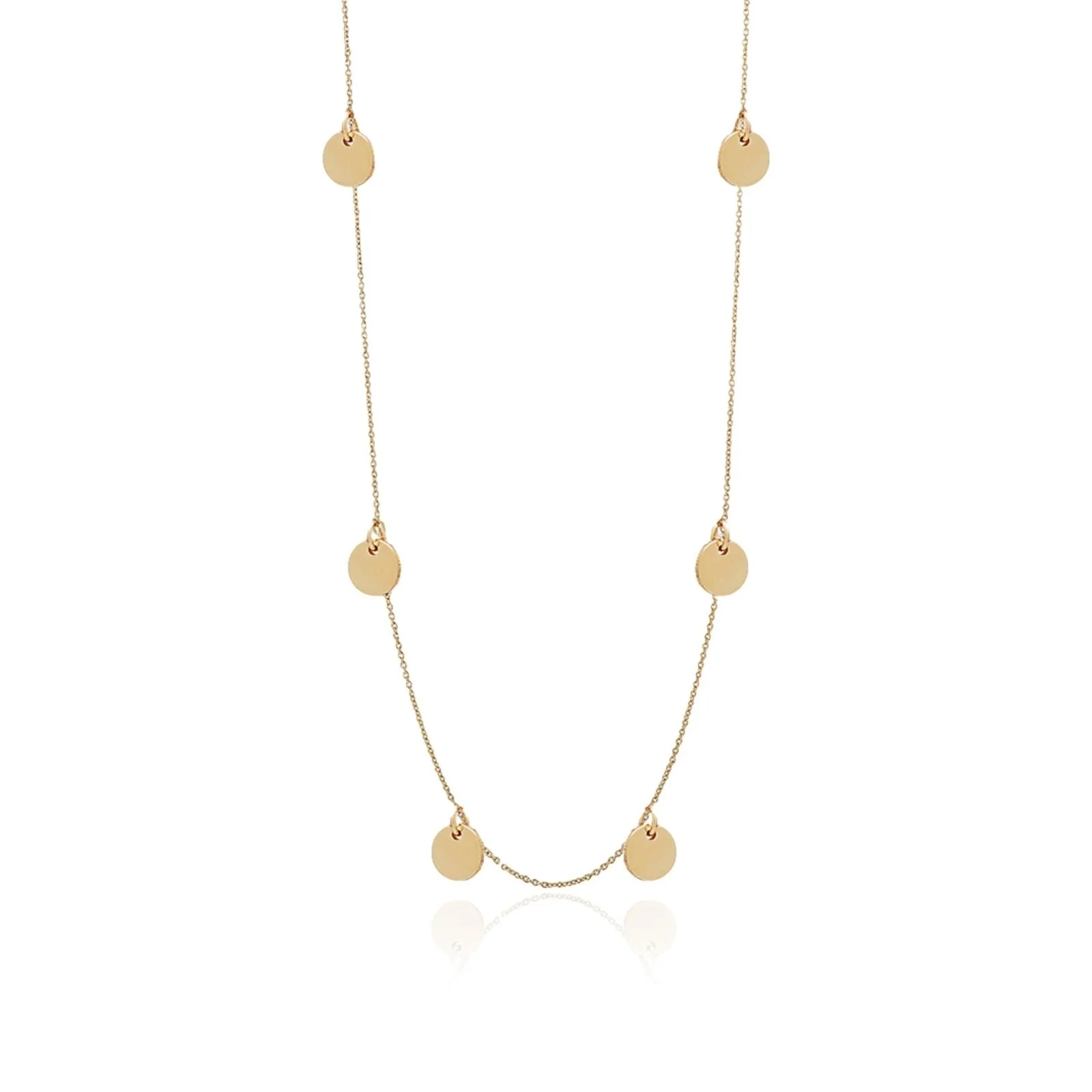 Solid 14k Yellow Gold Coin Station Necklace