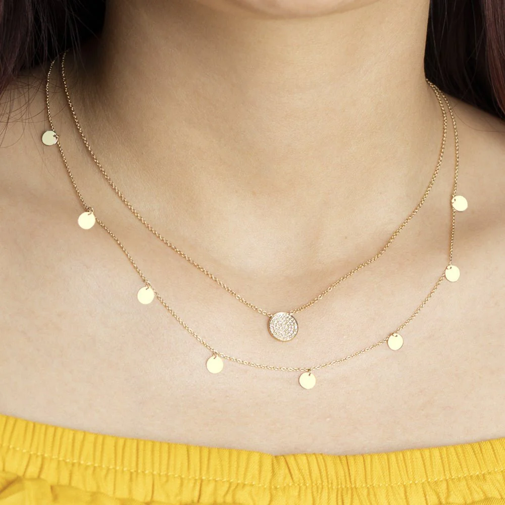 Solid 14k Yellow Gold Coin Station Necklace - Image 6