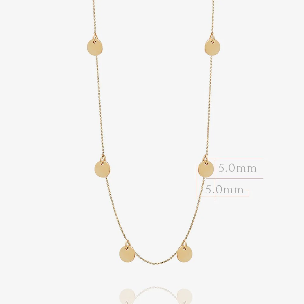 Solid 14k Yellow Gold Coin Station Necklace - Image 8