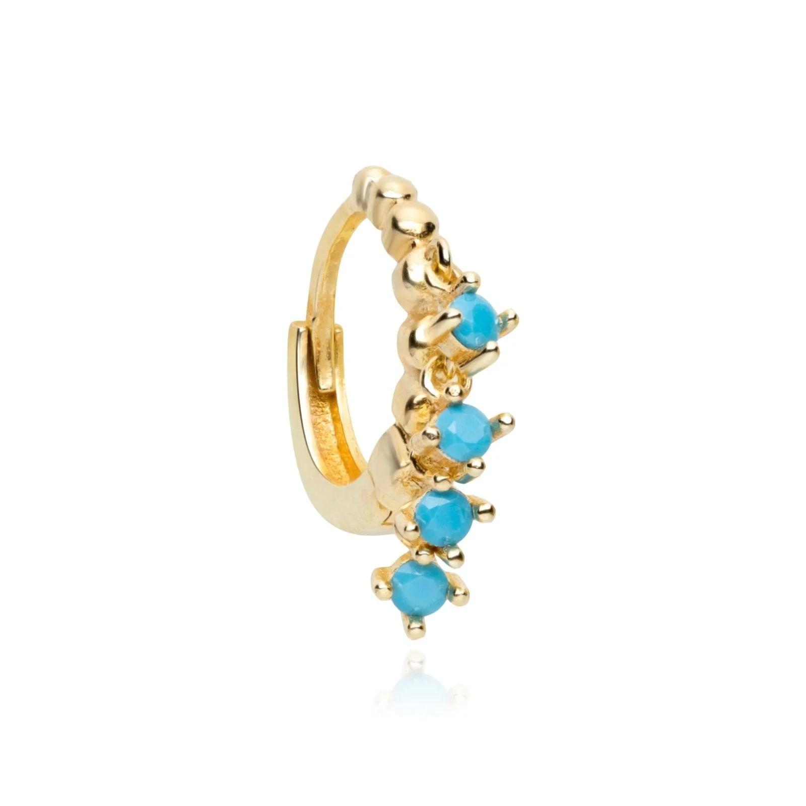 Yellow Gold Turquoise Fringe Hoop