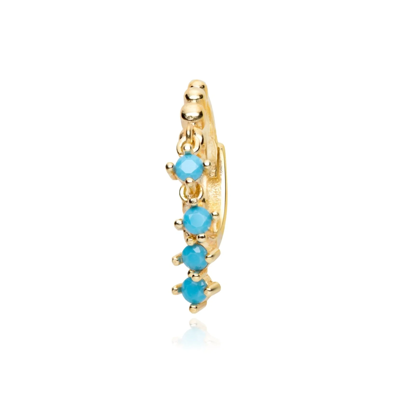 Yellow Gold Turquoise Fringe Hoop - Image 4