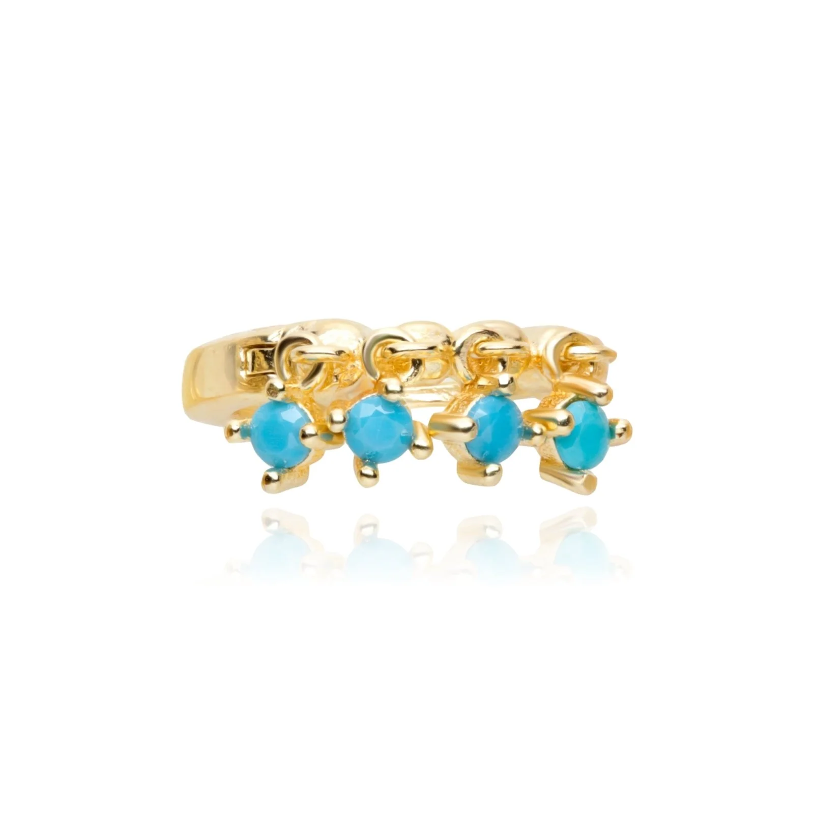 Yellow Gold Turquoise Fringe Hoop - Image 6