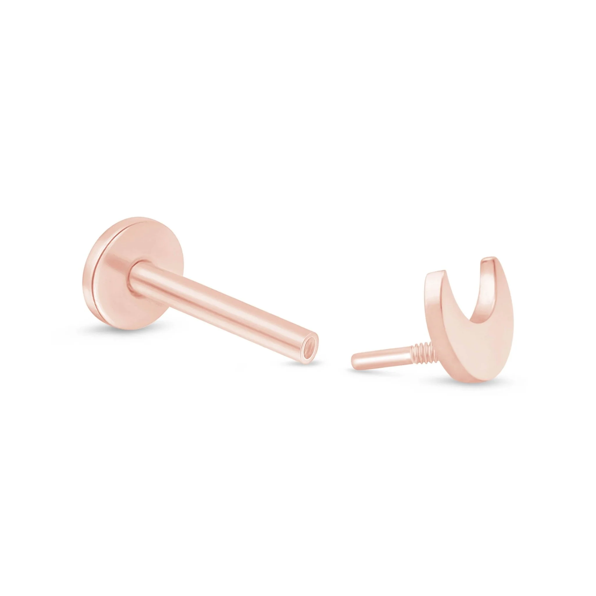 Rose Gold Crescent Moon Flat Back Earring - Image 4