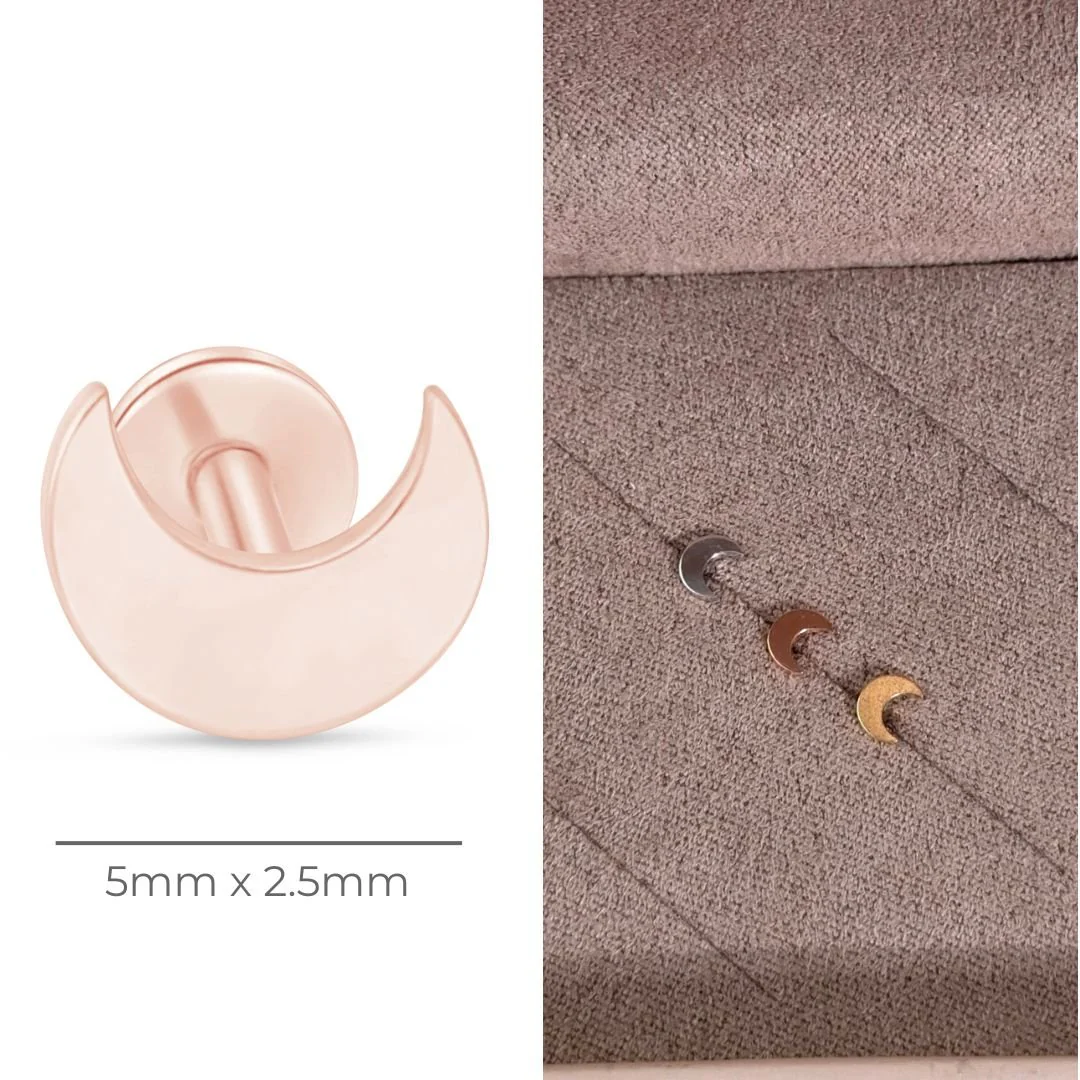 Rose Gold Crescent Moon Flat Back Earring - Image 5