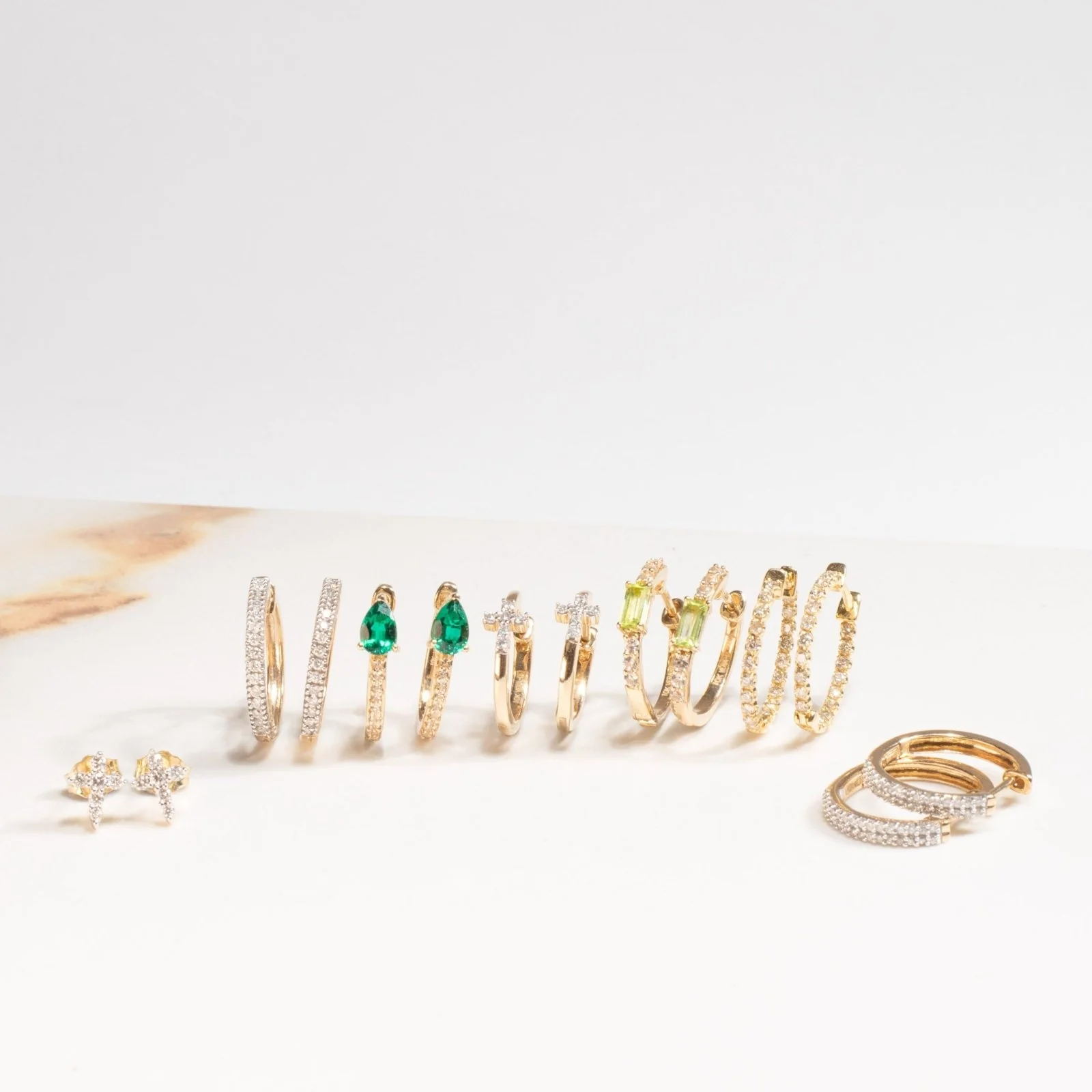 Yellow Gold Diamond Cross Stud - Image 4