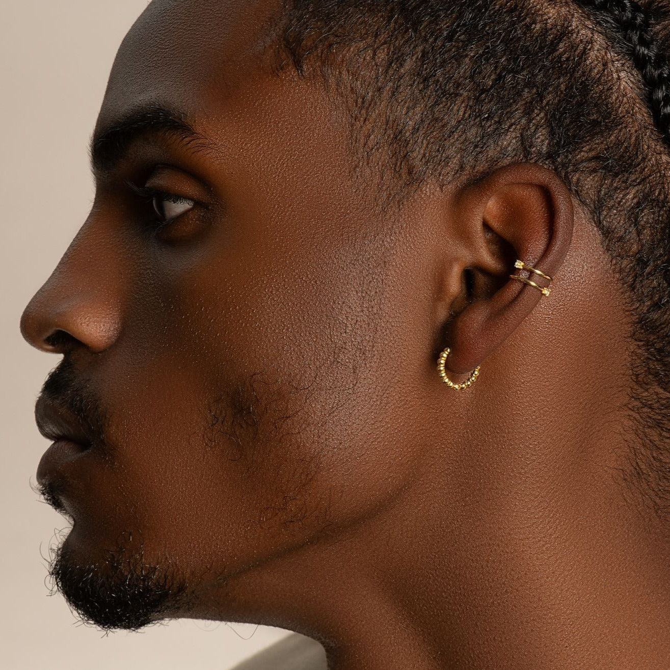 Yellow Gold Gemstone Double Wire Ear Cuff - Image 5