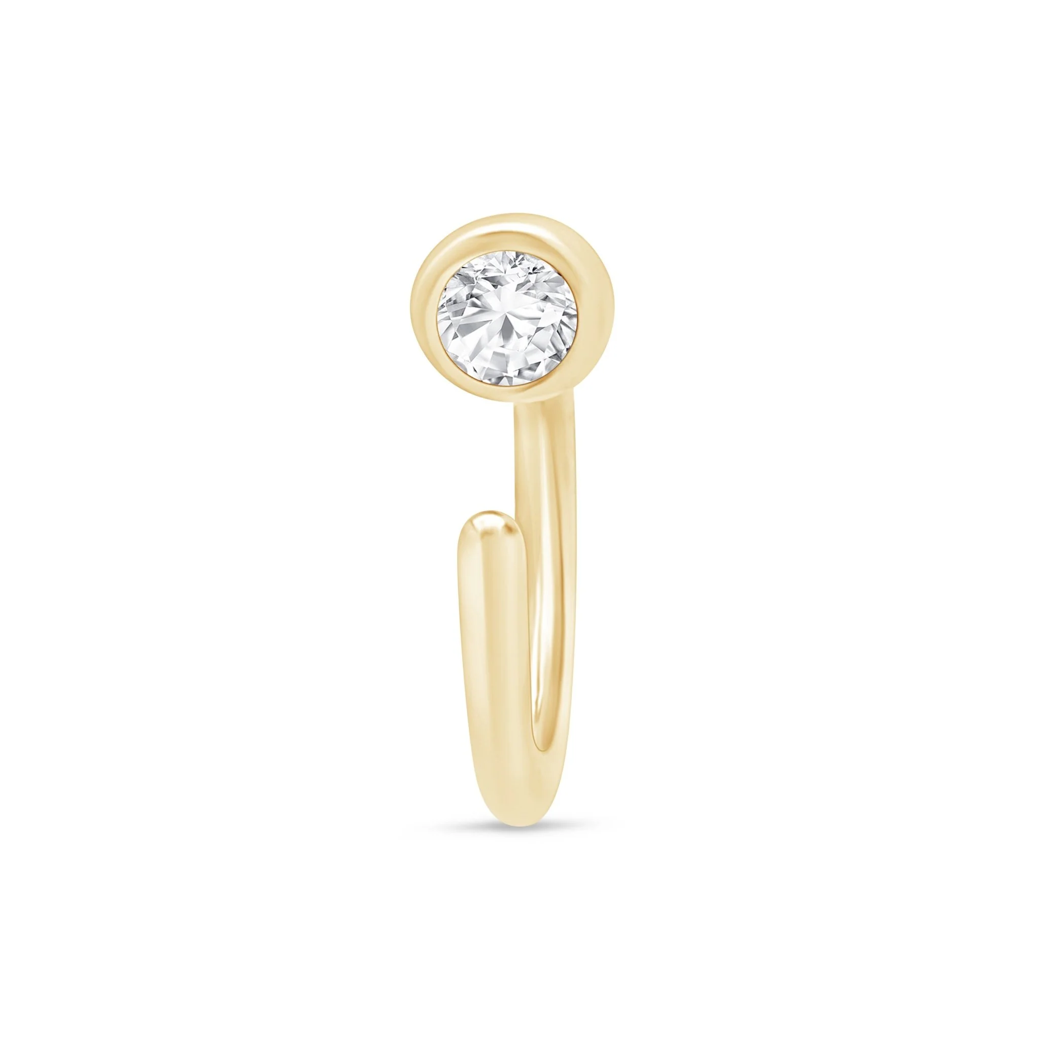 Yellow Gold Moissanite Open Cuff Hoop