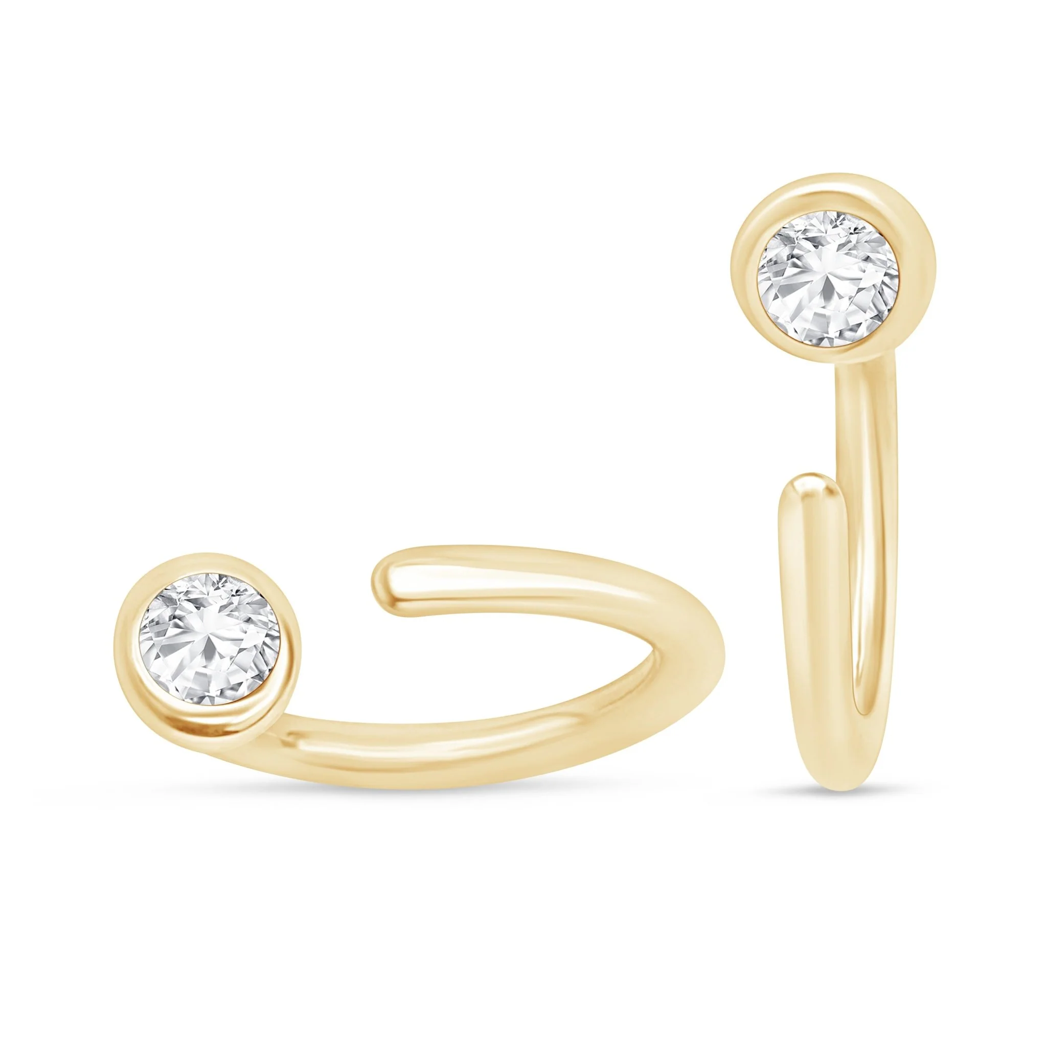 Yellow Gold Moissanite Open Cuff Hoop - Image 6