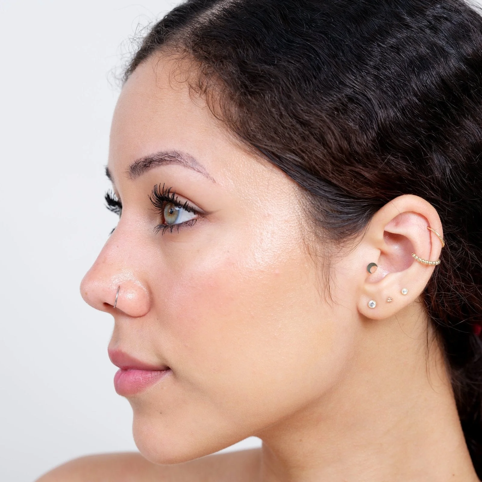 Yellow Gold Gemstone Milgrain Flat Back Earring - Image 6