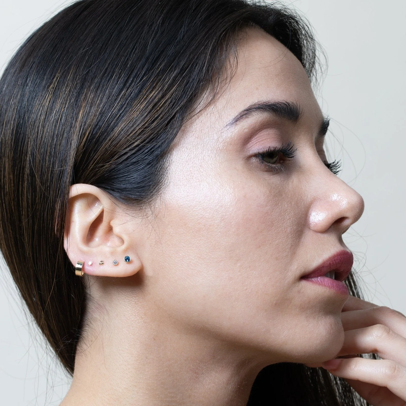Yellow Gold Gemstone Milgrain Flat Back Earring - Image 8