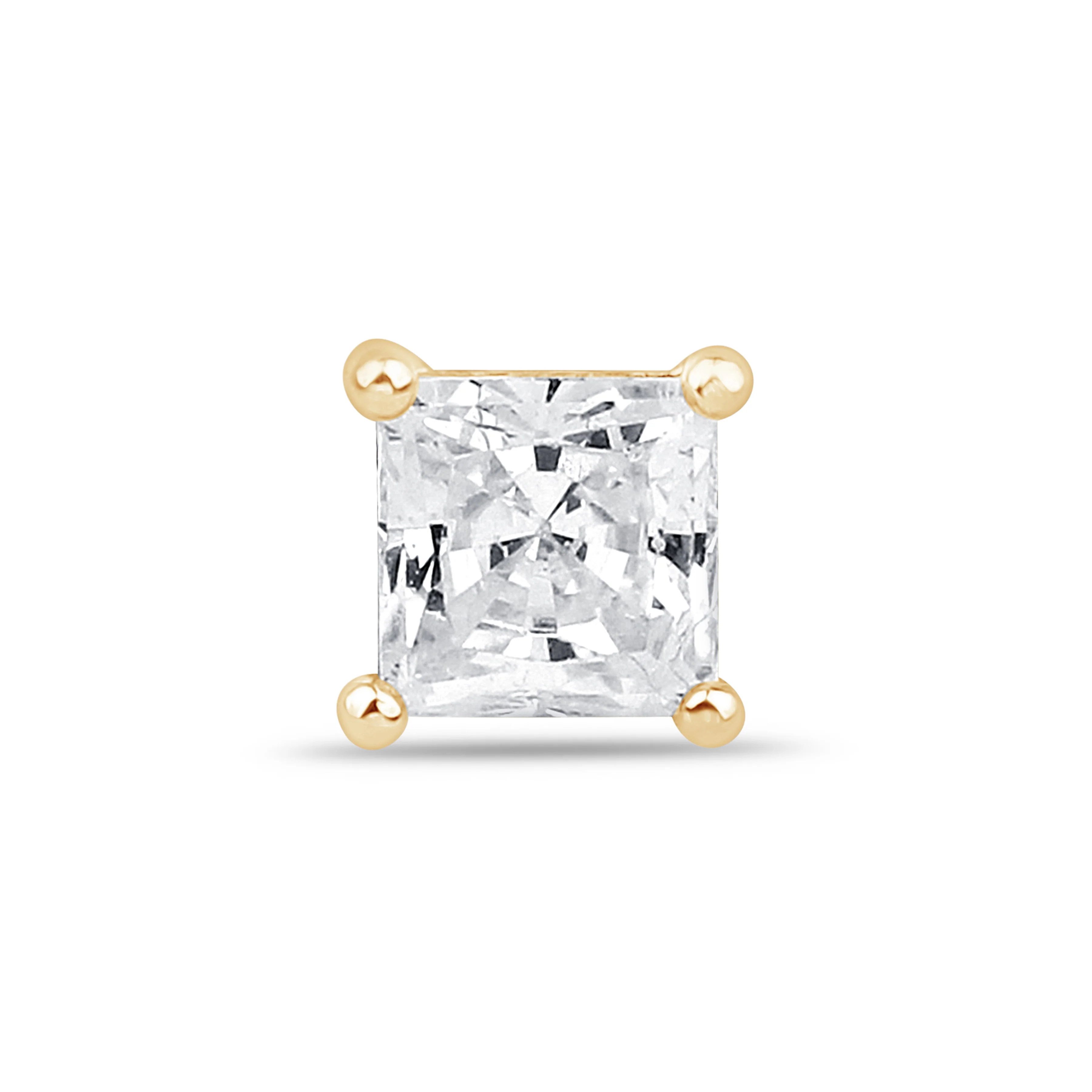 Yellow Gold Princess Cut Gemstone Flat Back Stud