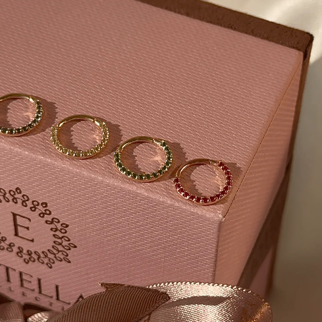 Yellow Gold Gemstone Clicker Hoop - Image 11