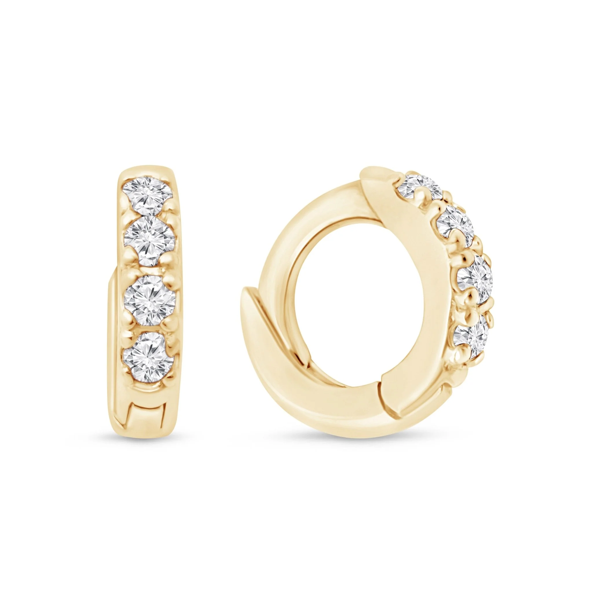 Yellow Gold Gemstone Huggie Hoop - Image 11