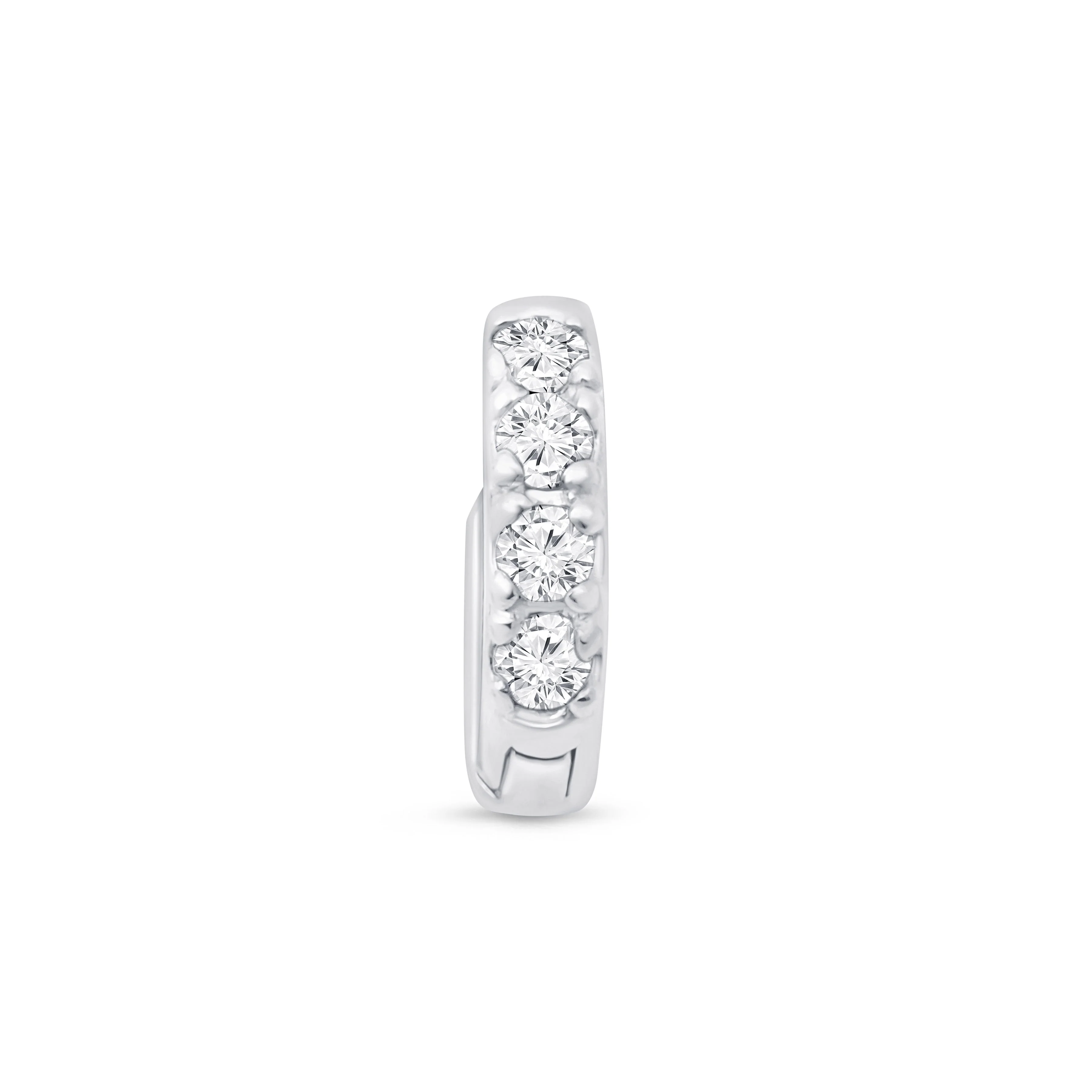 White Gold Gemstone Studded Huggie Hoop