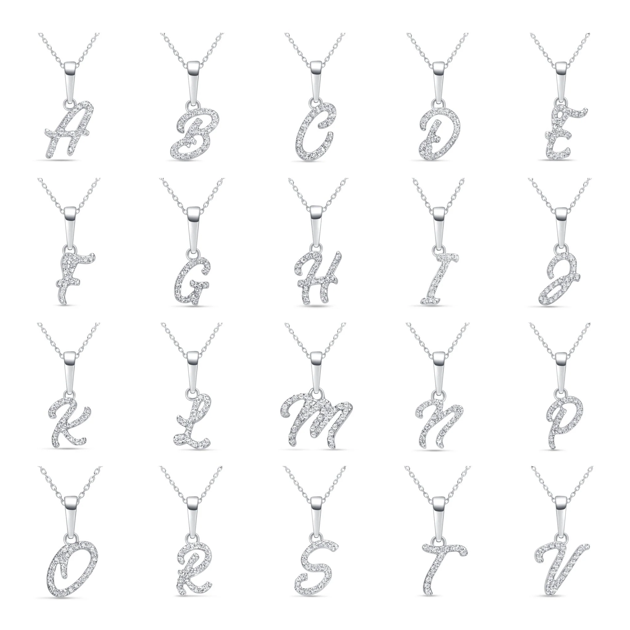 White Gold Cursive Diamond Initial Necklace - A - Image 9