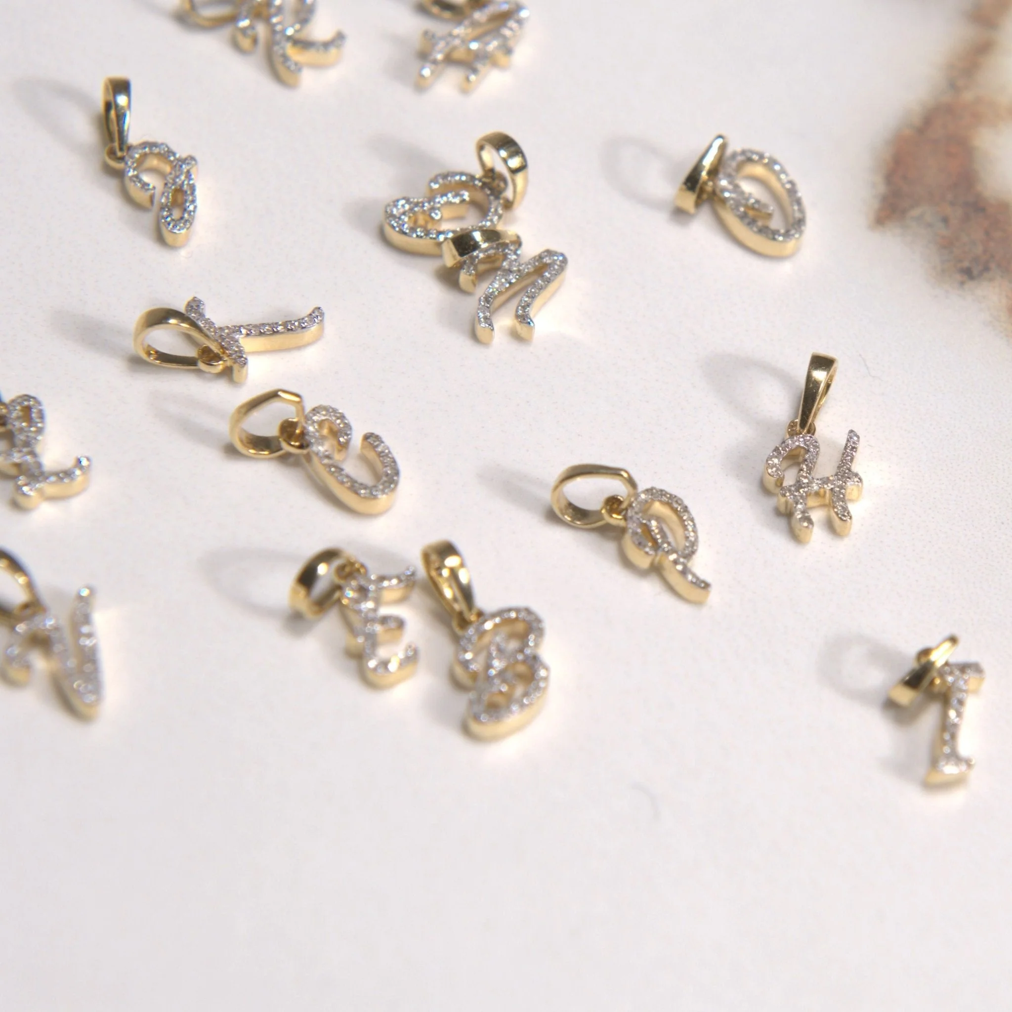 White Gold Cursive Diamond Initial Necklace - H - Image 8
