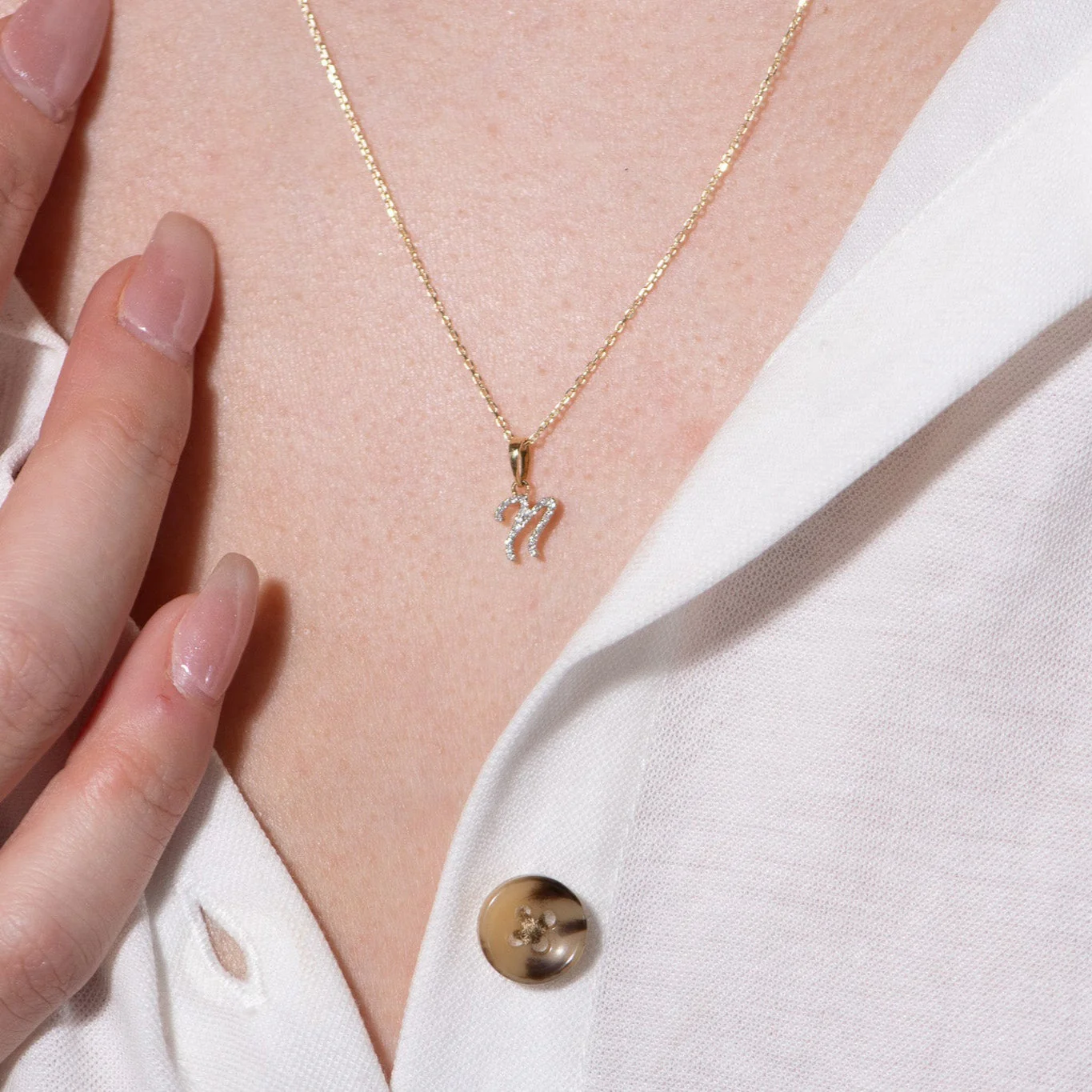 White Gold Cursive Diamond Initial Necklace - N - Image 2