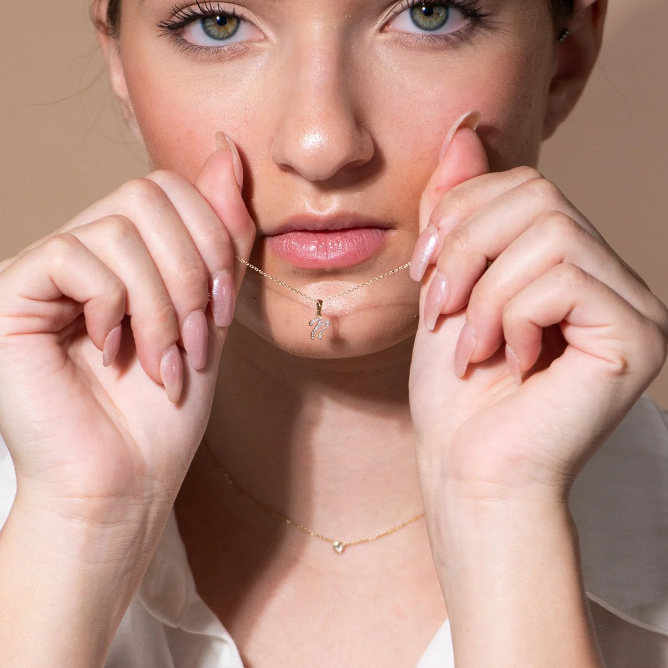 White Gold Cursive Diamond Initial Necklace - N - Image 4