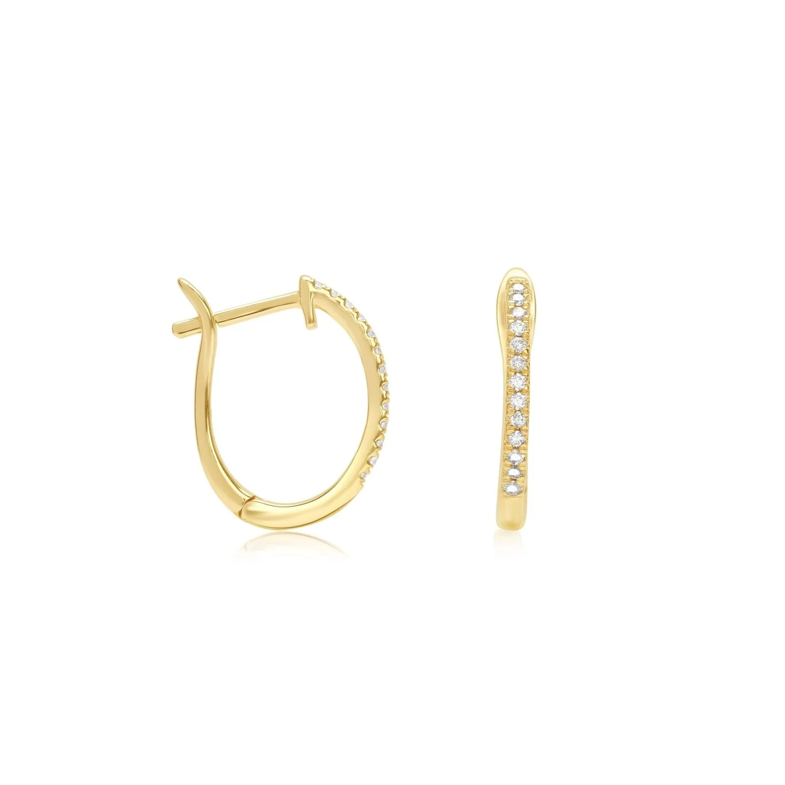 Yellow Gold Dainty Diamond Hoop