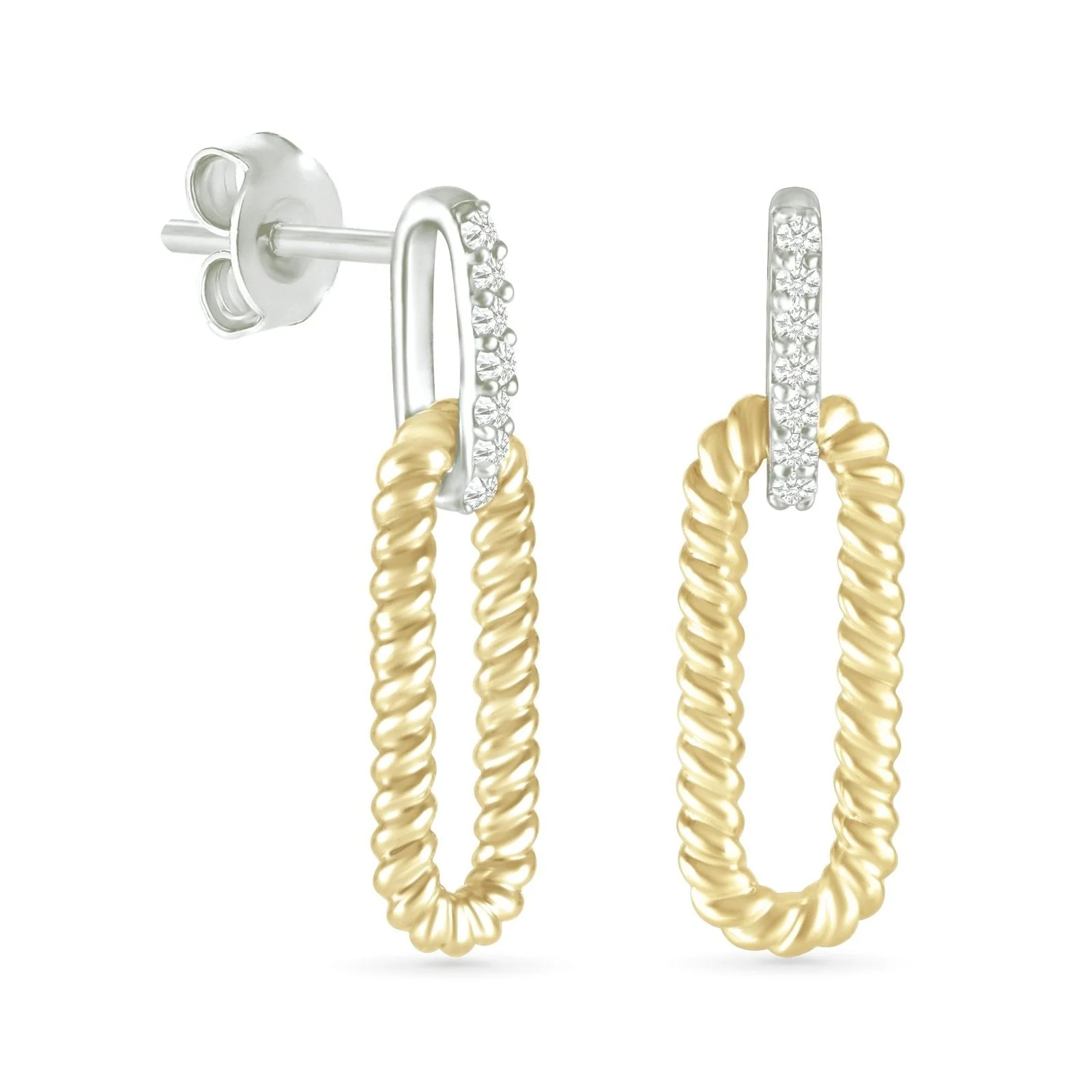 Yellow Gold Cable Twisted Paperclip Dangle