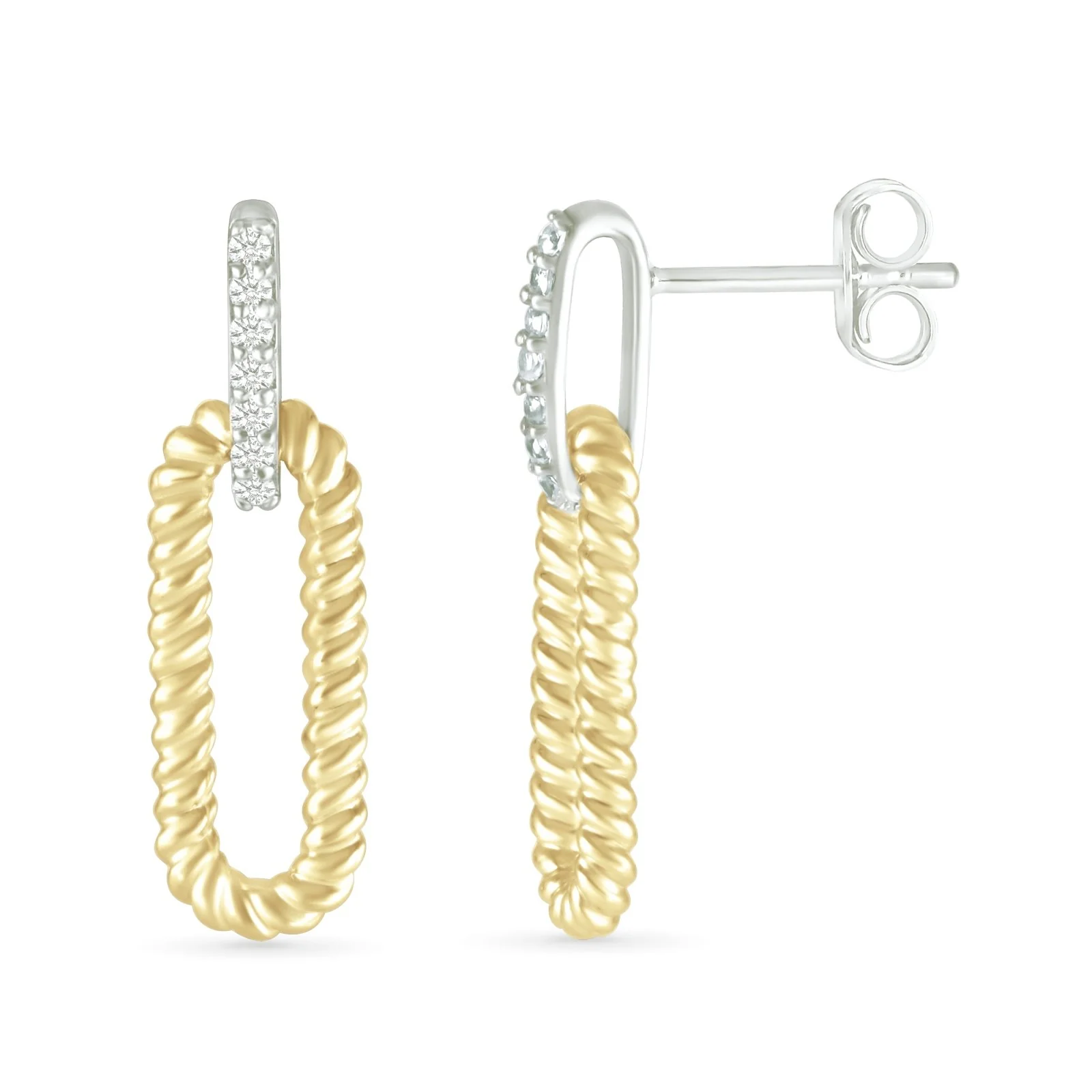 Yellow Gold Cable Twisted Paperclip Dangle - Image 3