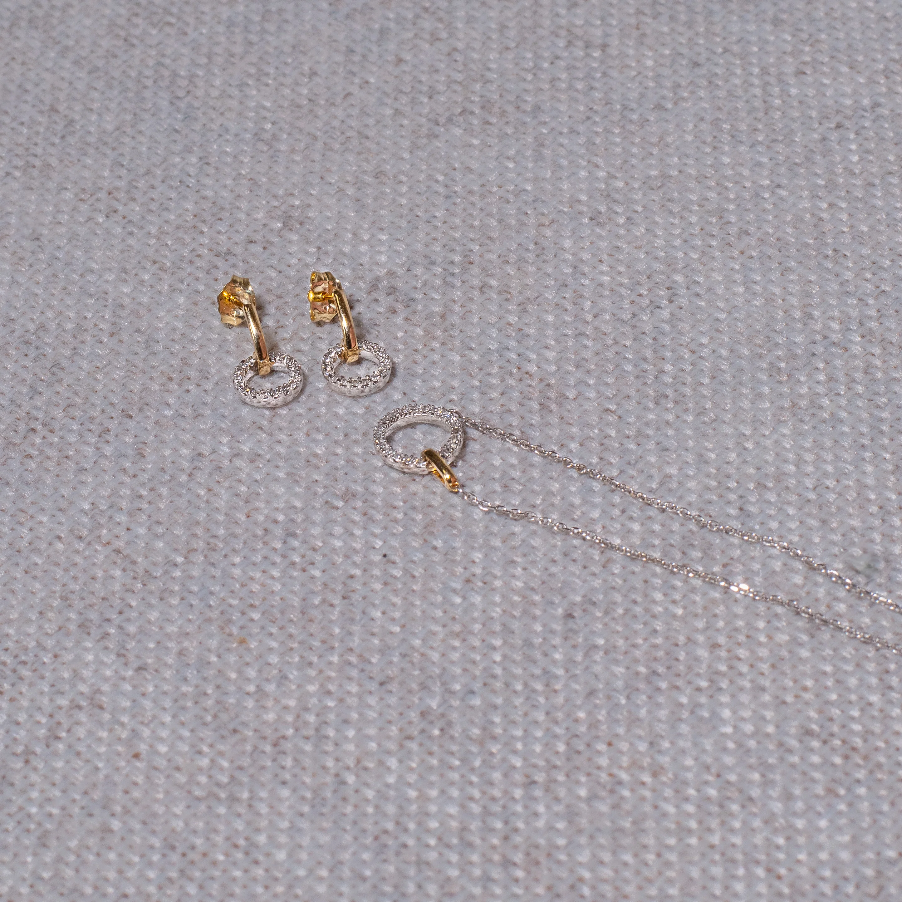 Yellow Gold Diamond Eternity Circle Dangle Stud - Image 6