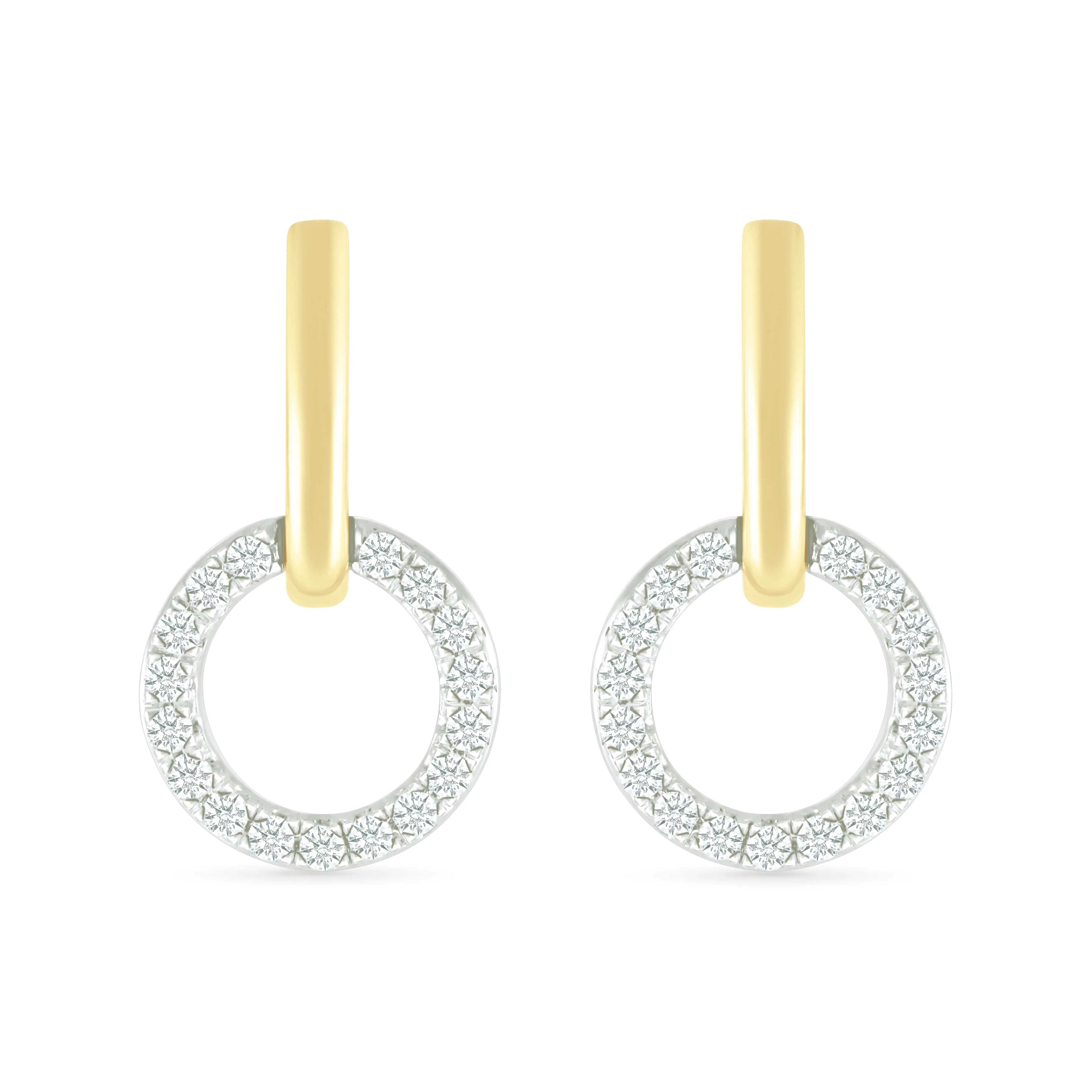 Yellow Gold Diamond Eternity Circle Dangle Stud - Image 7