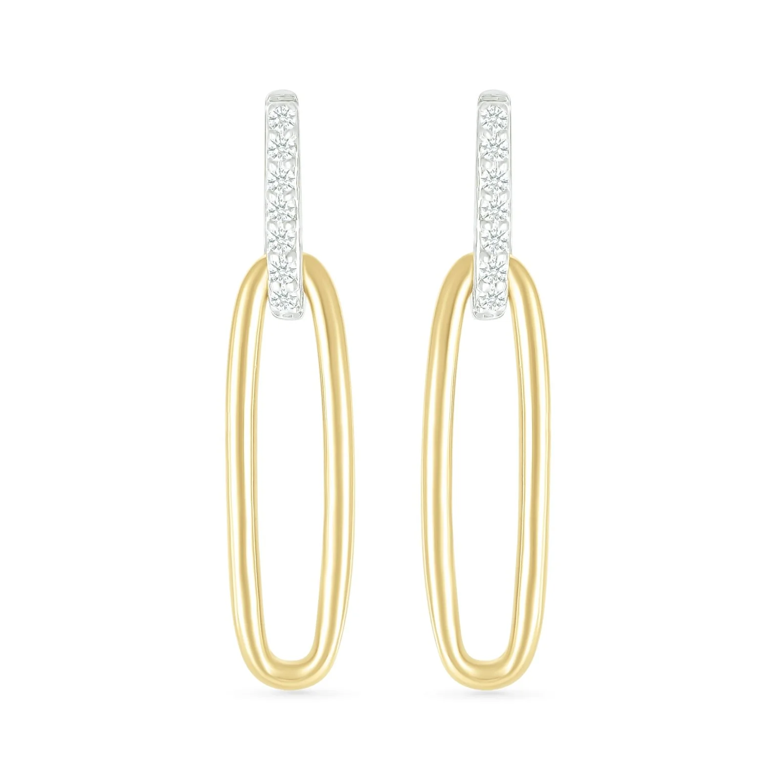 Yellow Gold Paperclip Dangle Stud - Image 2