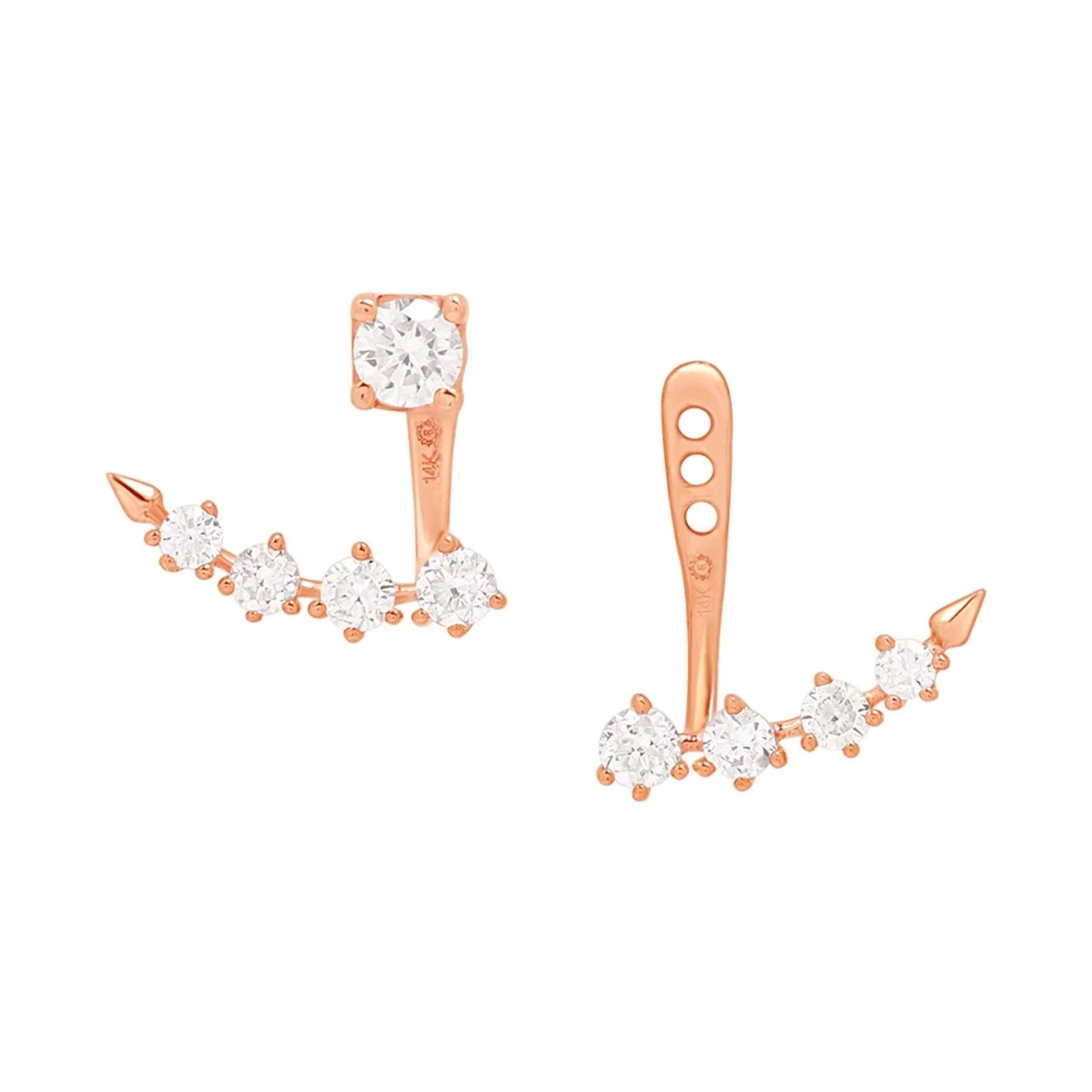 Rose Gold Diamond Arc Ear Jacket Stud