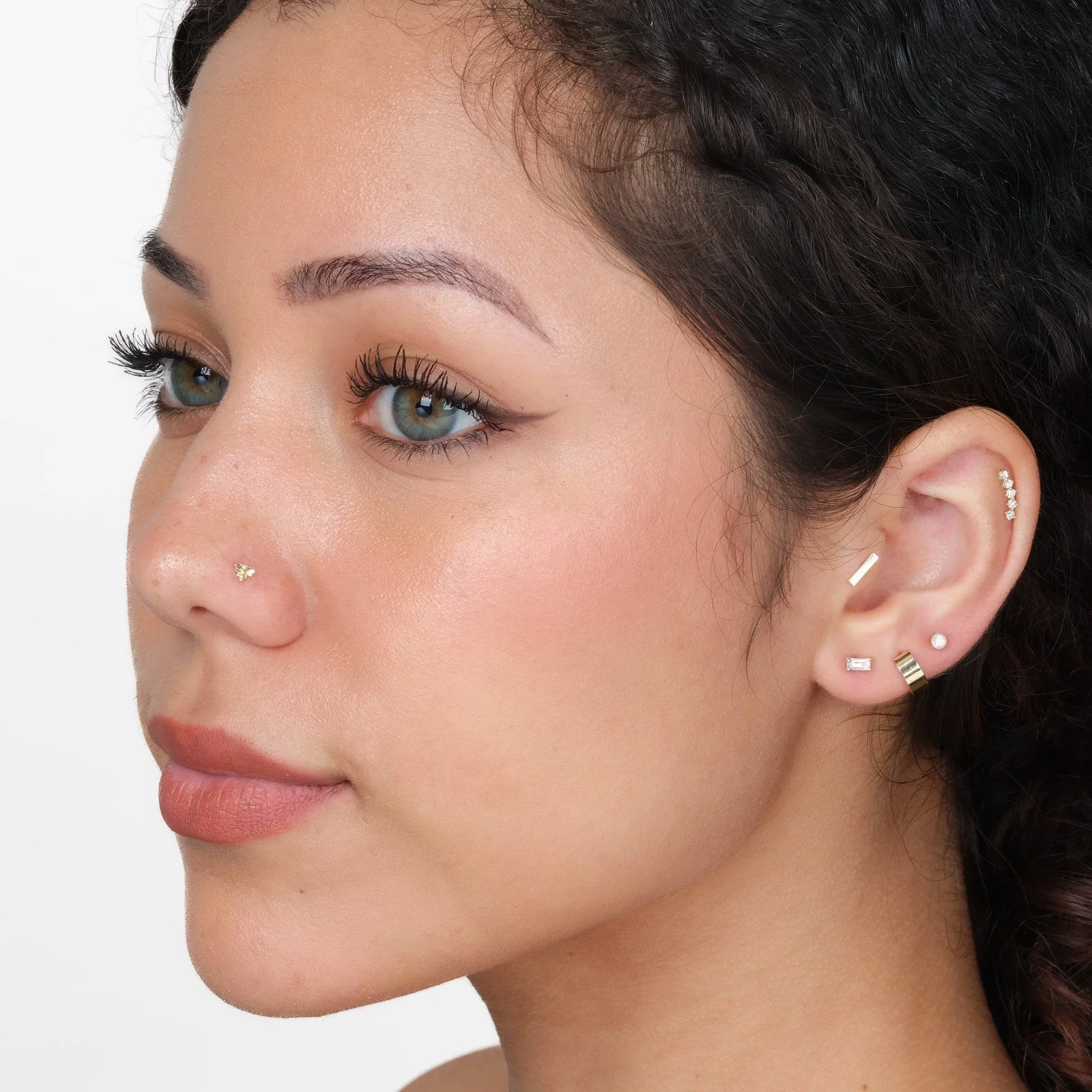 Rose Gold Diamond Baguette Cut Flat Back Earring - Image 5