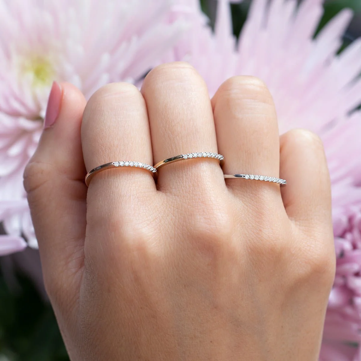 Diamond Bar Eternity Ring in Solid 14k Yellow Gold - Image 5
