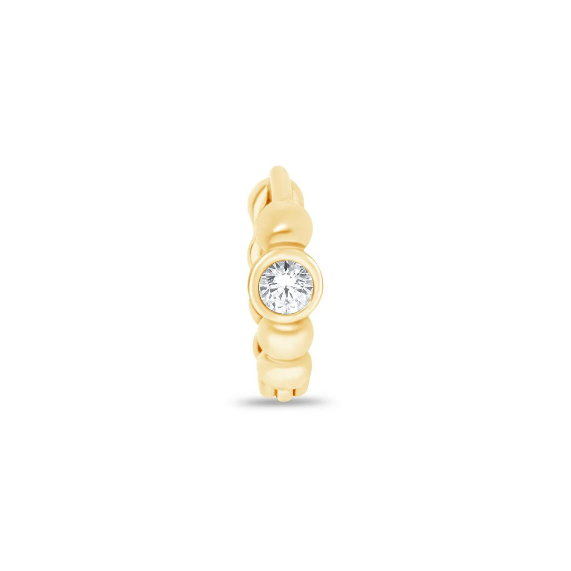 Yellow Gold Diamond Beaded Huggie Hoop - Image 12