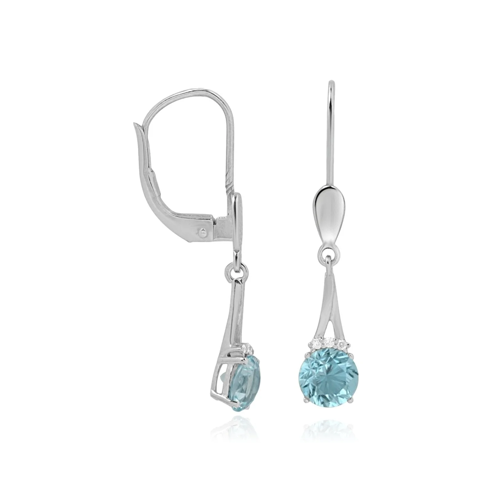 Yellow Gold Blue Topaz Diamond Drop