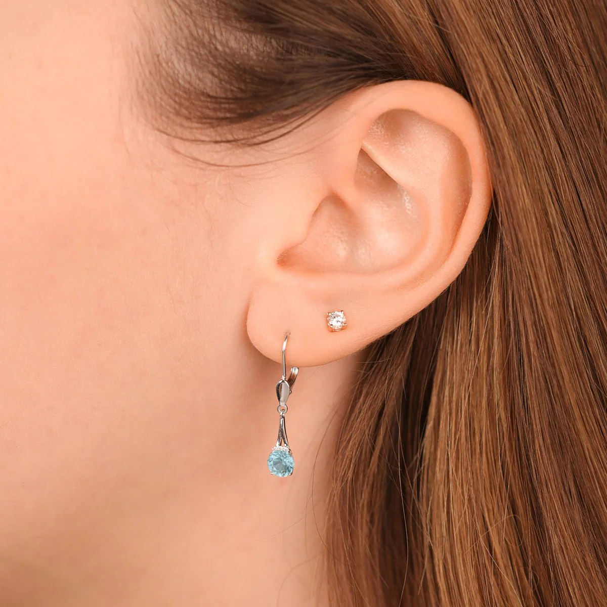 Yellow Gold Blue Topaz Diamond Drop - Image 2